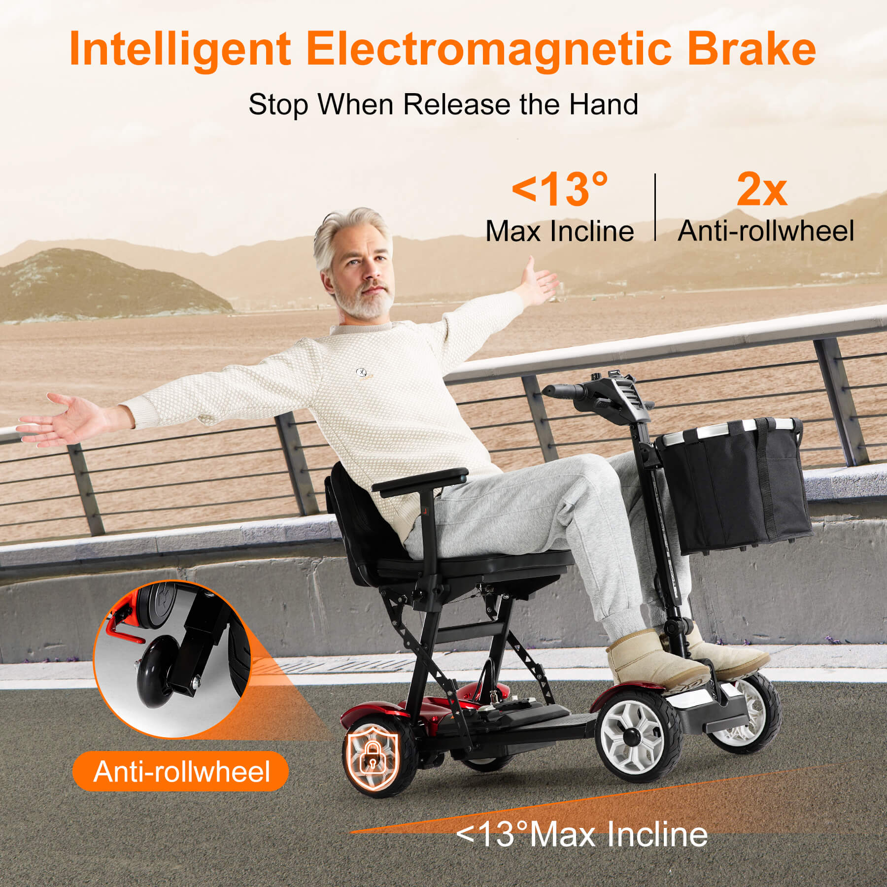 25-Mile All-Terrain Power Mobility Scooter for Seniors with 300lbs Capacity & 3-Second Fold, Ultralight 45lbs - Image 12