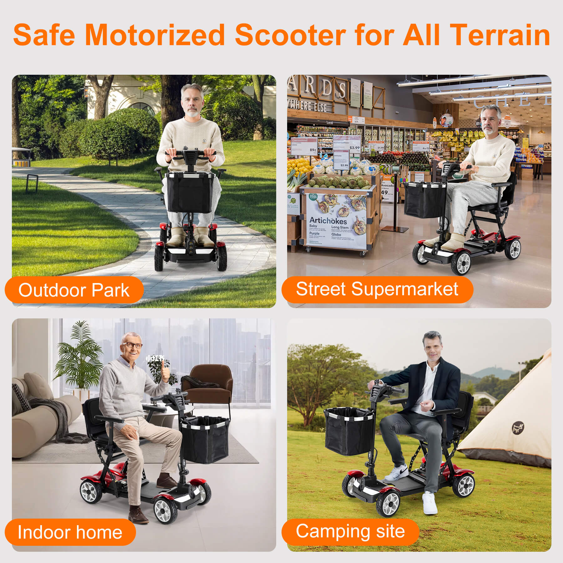 25-Mile All-Terrain Power Mobility Scooter for Seniors with 300lbs Capacity & 3-Second Fold, Ultralight 45lbs - Image 8