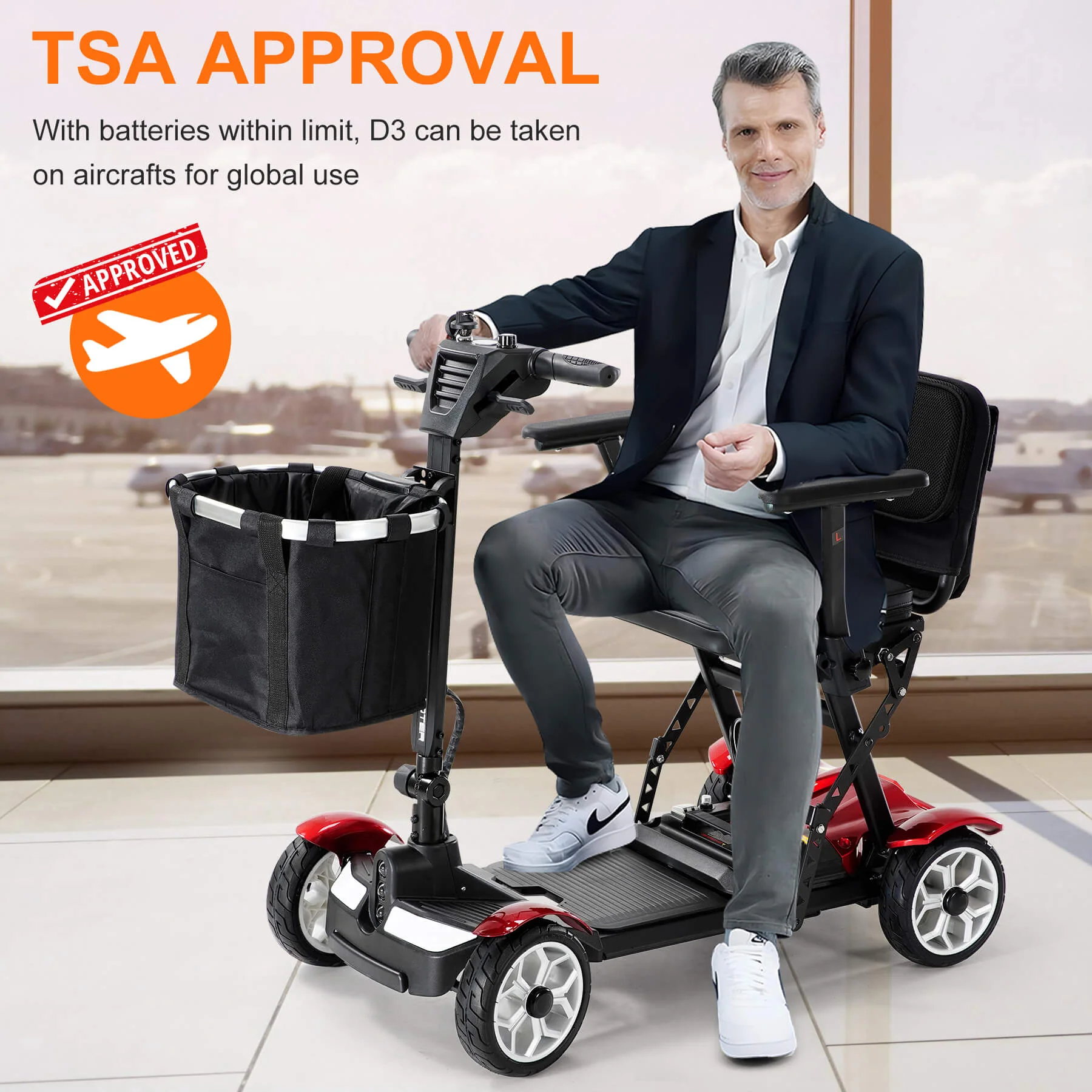 25-Mile All-Terrain Power Mobility Scooter for Seniors with 300lbs Capacity & 3-Second Fold, Ultralight 45lbs - Image 9