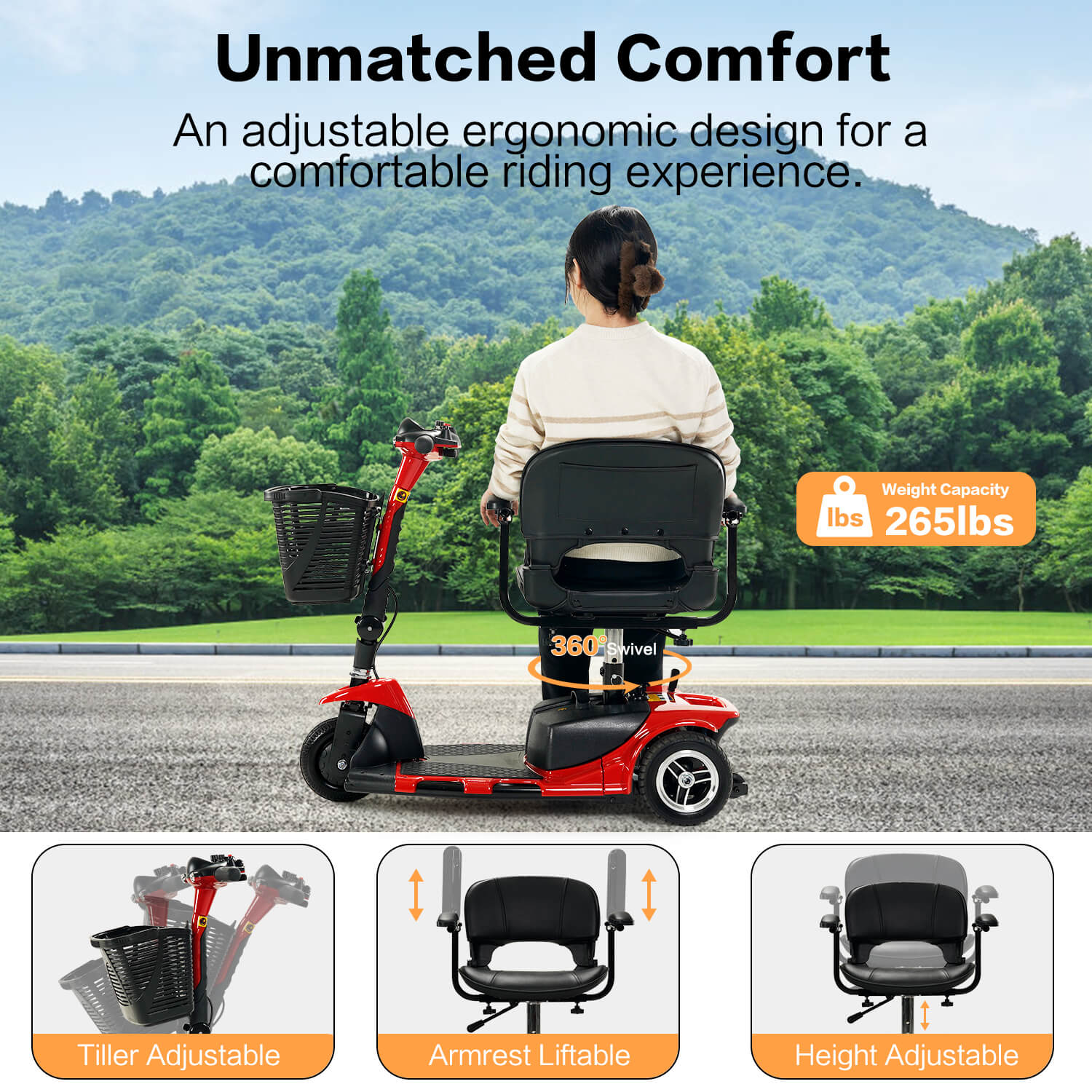 3 Wheel Mobility Scooter, Electric Senior Scooters, Foldable and Compact for Adult Travel - Image 18