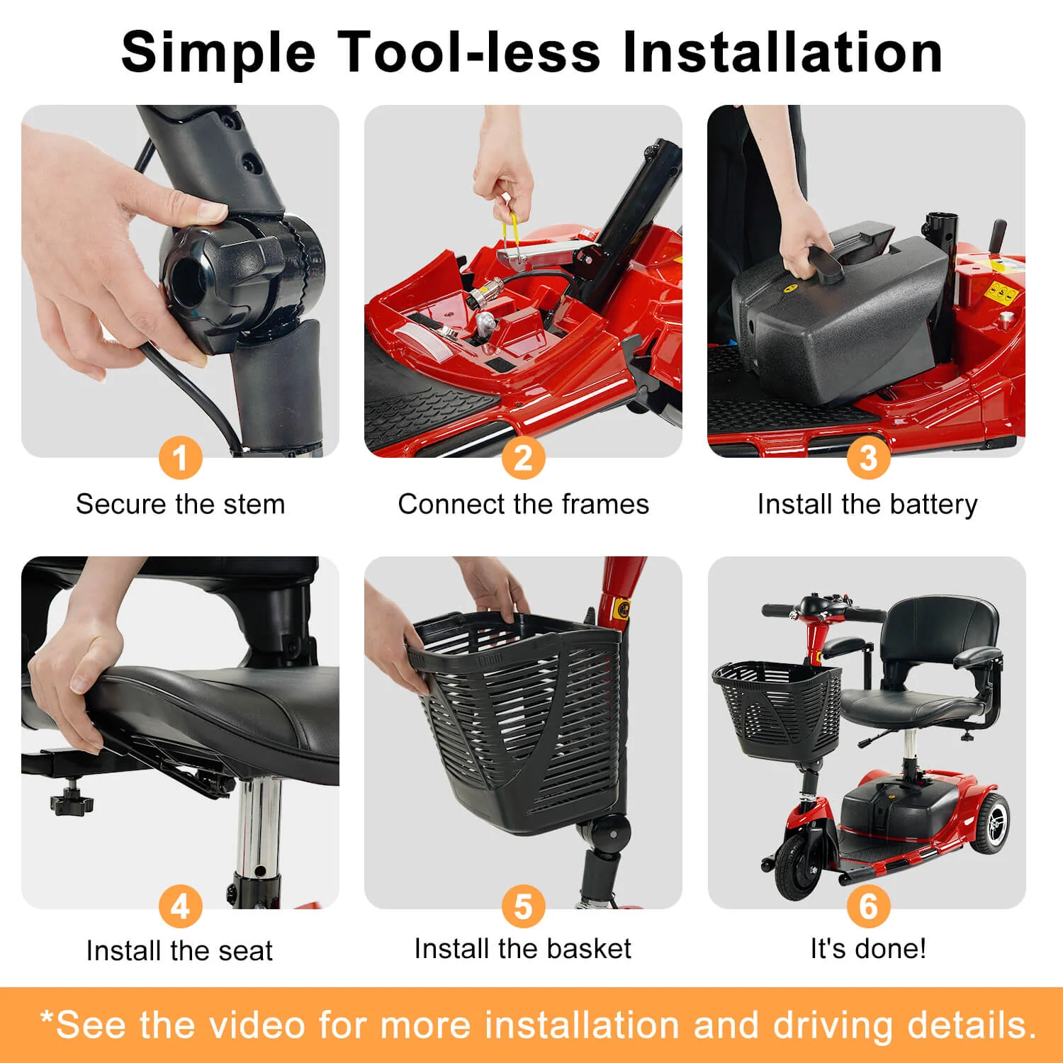 3 Wheel Mobility Scooter, Electric Senior Scooters, Foldable and Compact for Adult Travel - Image 19