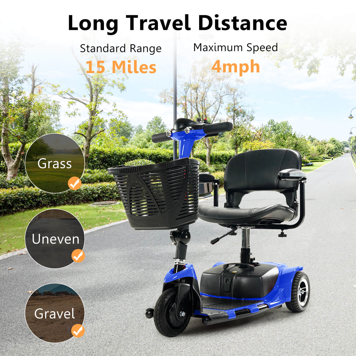 3 Wheel Mobility Scooter, Electric Senior Scooters, Foldable and Compact for Adult Travel - Image 3