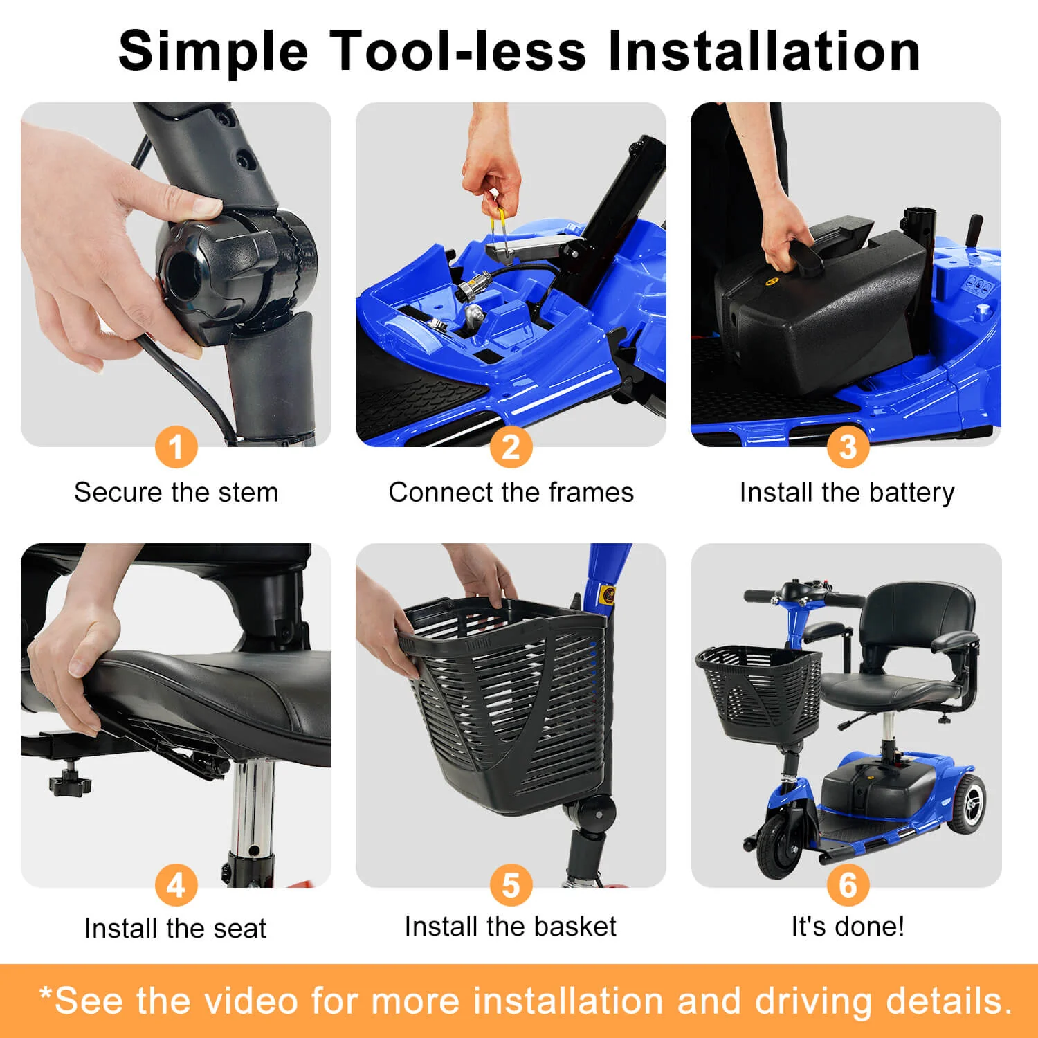 3 Wheel Mobility Scooter, Electric Senior Scooters, Foldable and Compact for Adult Travel - Image 8