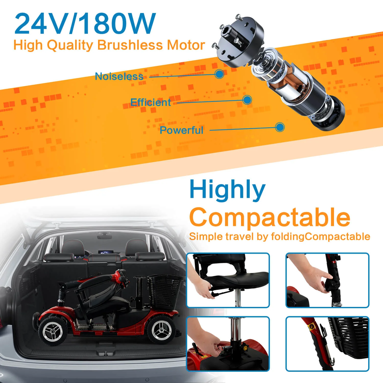 4-Wheel Electric Mobility Scooter for Seniors, Portable, Collapsible and Compact for Travel - Image 12