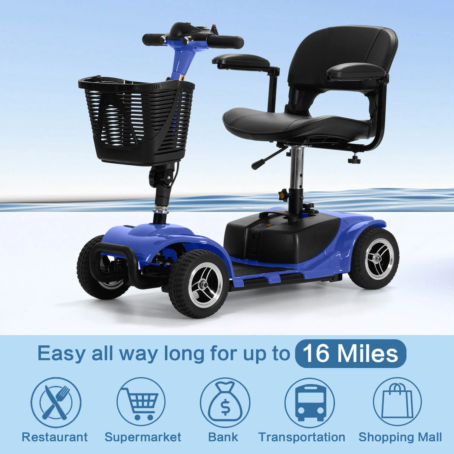 4-Wheel Electric Mobility Scooter for Seniors, Portable, Collapsible and Compact for Travel - Image 20