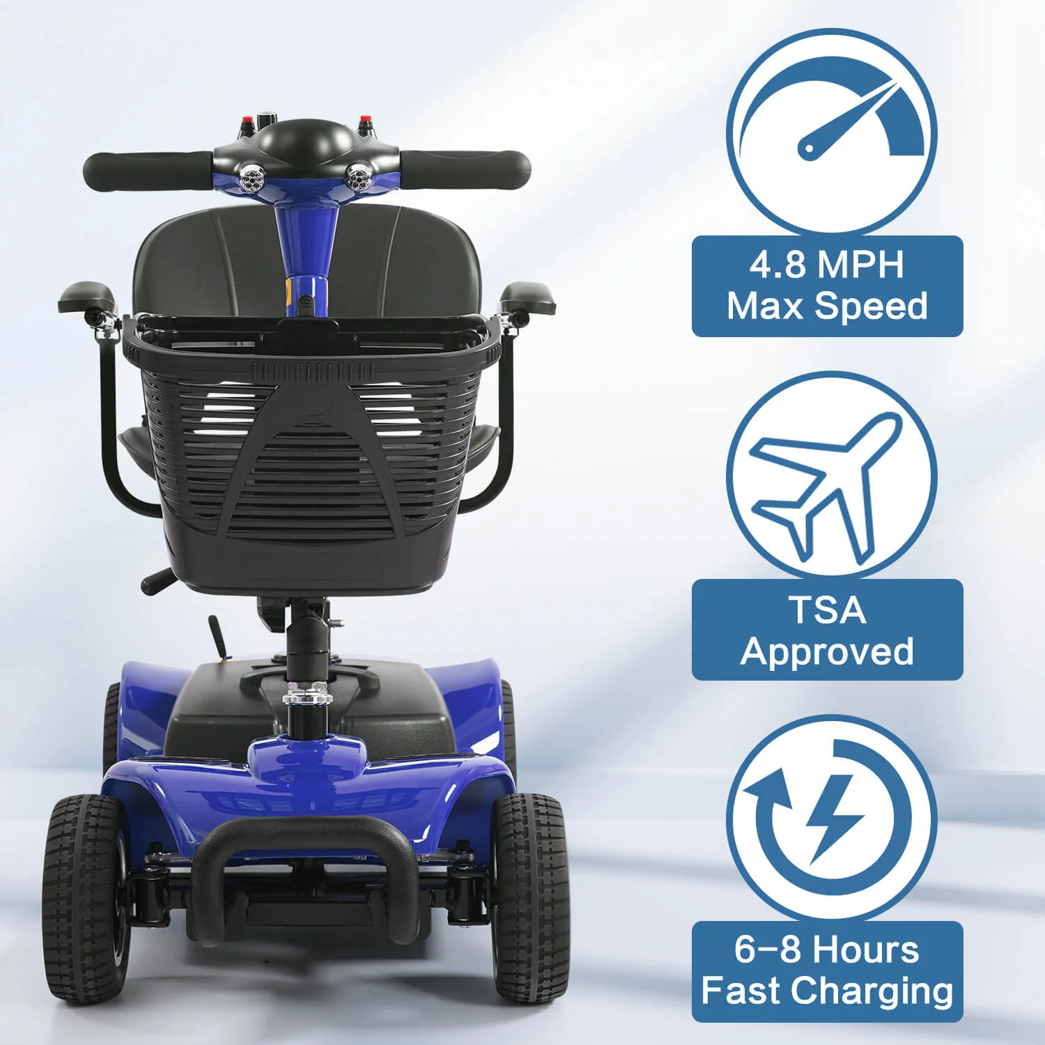 4-Wheel Electric Mobility Scooter for Seniors, Portable, Collapsible and Compact for Travel - Image 23