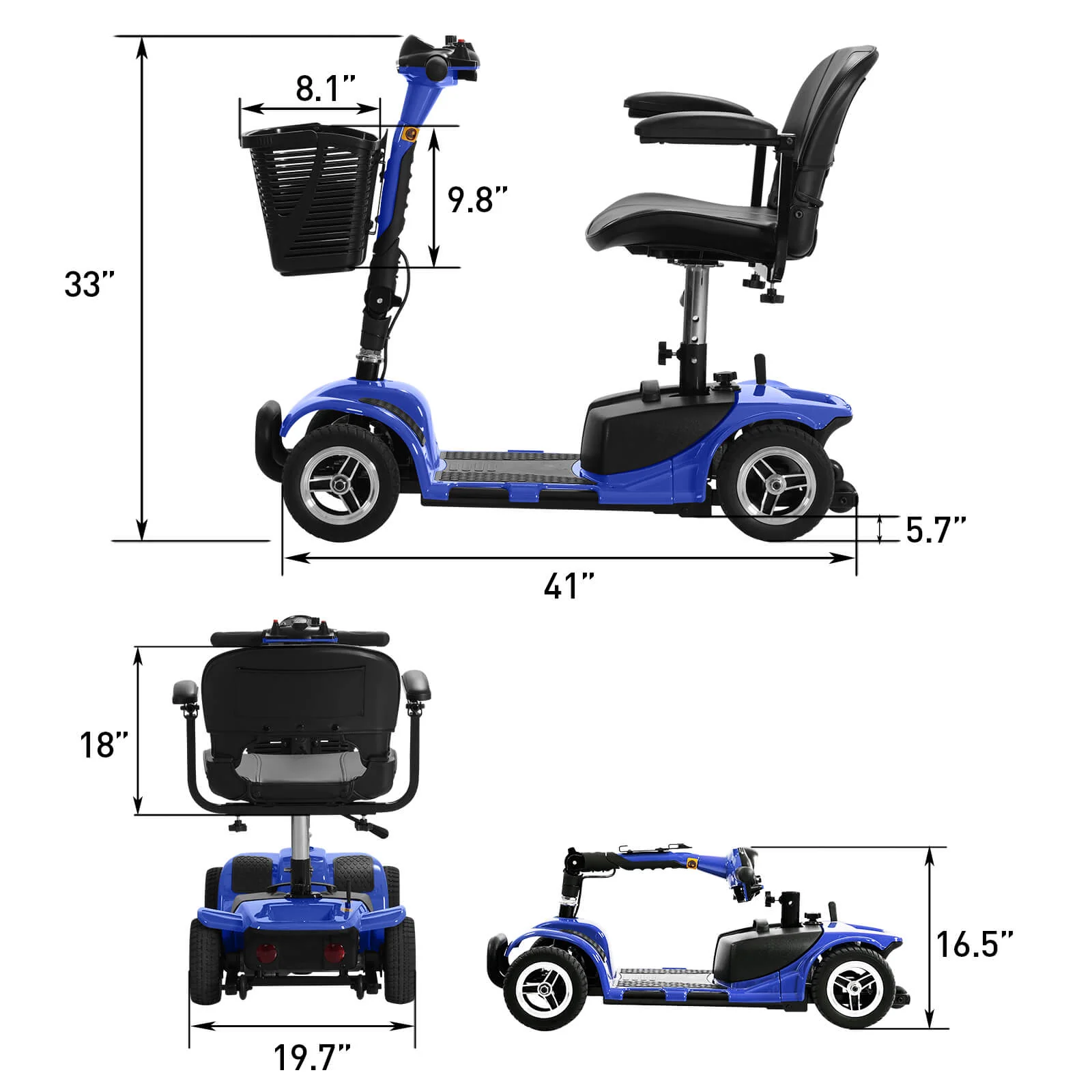 4-Wheel Electric Mobility Scooter for Seniors, Portable, Collapsible and Compact for Travel - Image 24