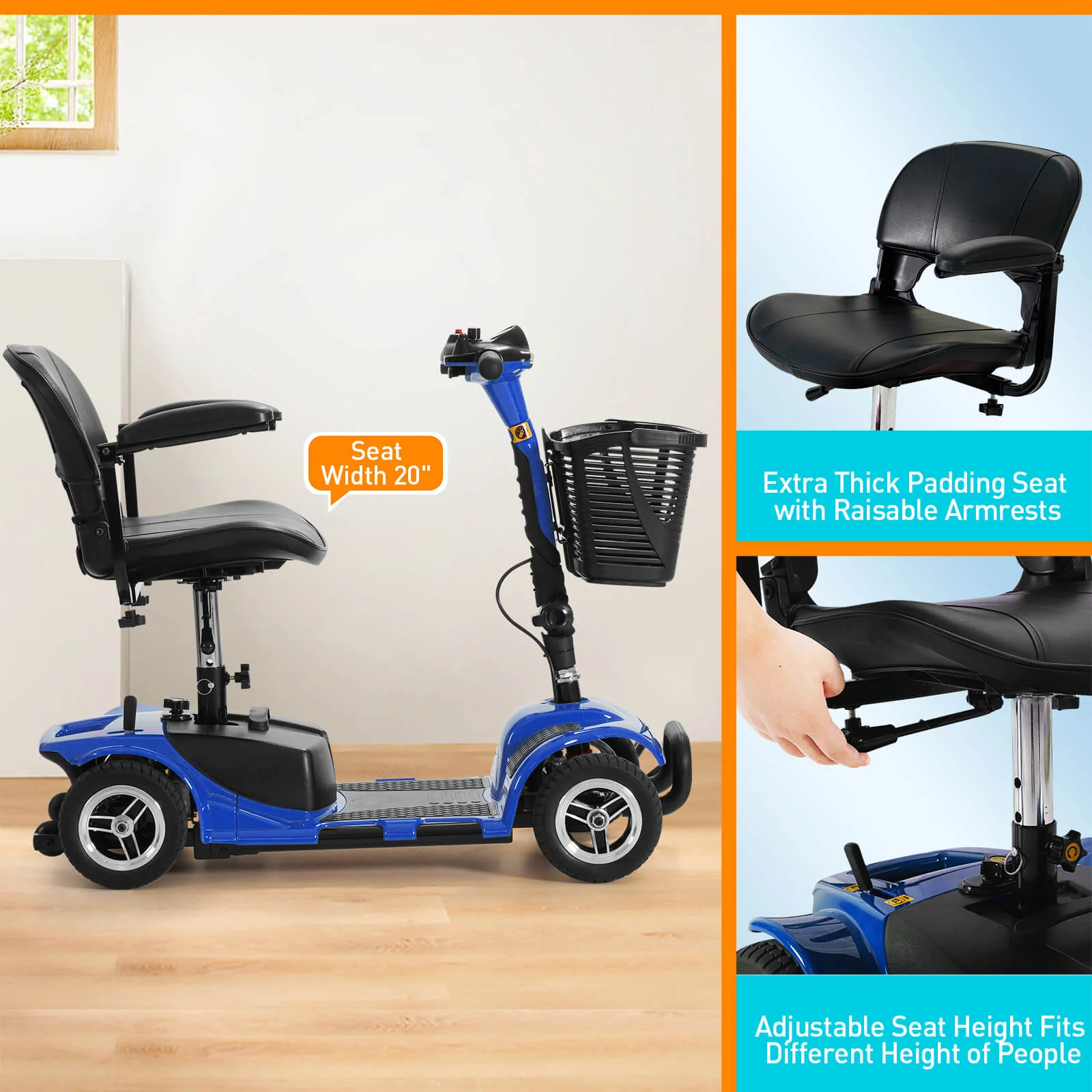 4-Wheel Electric Mobility Scooter for Seniors, Portable, Collapsible and Compact for Travel - Image 25