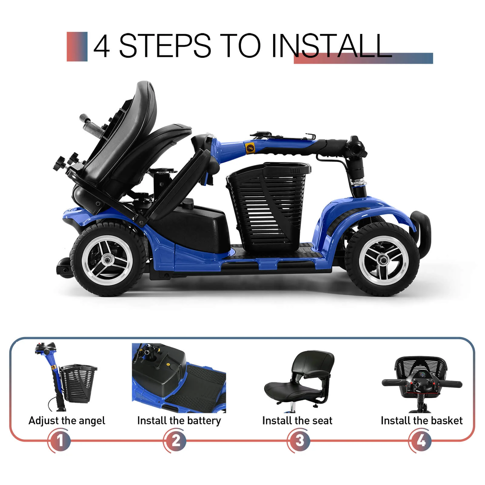 4-Wheel Electric Mobility Scooter for Seniors, Portable, Collapsible and Compact for Travel - Image 26
