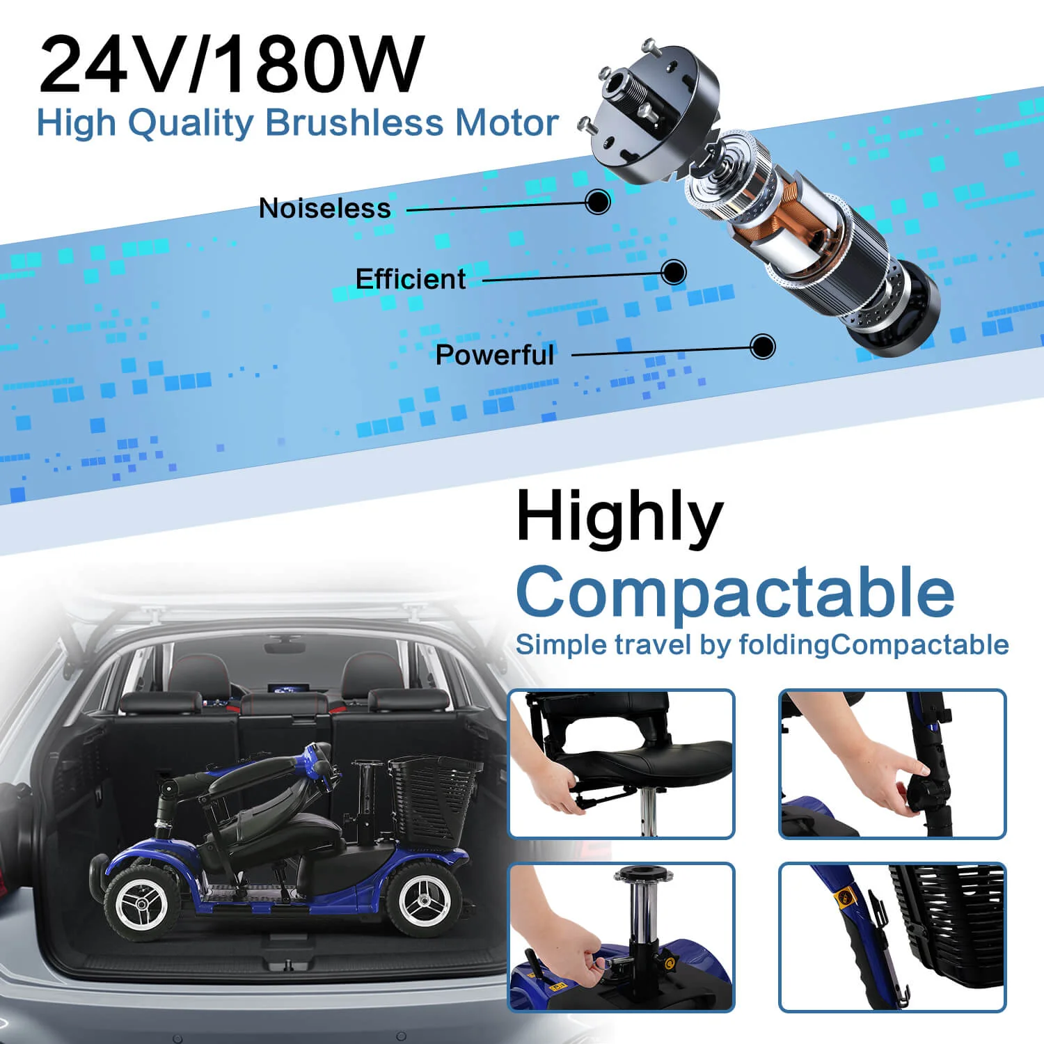 4-Wheel Electric Mobility Scooter for Seniors, Portable, Collapsible and Compact for Travel - Image 27