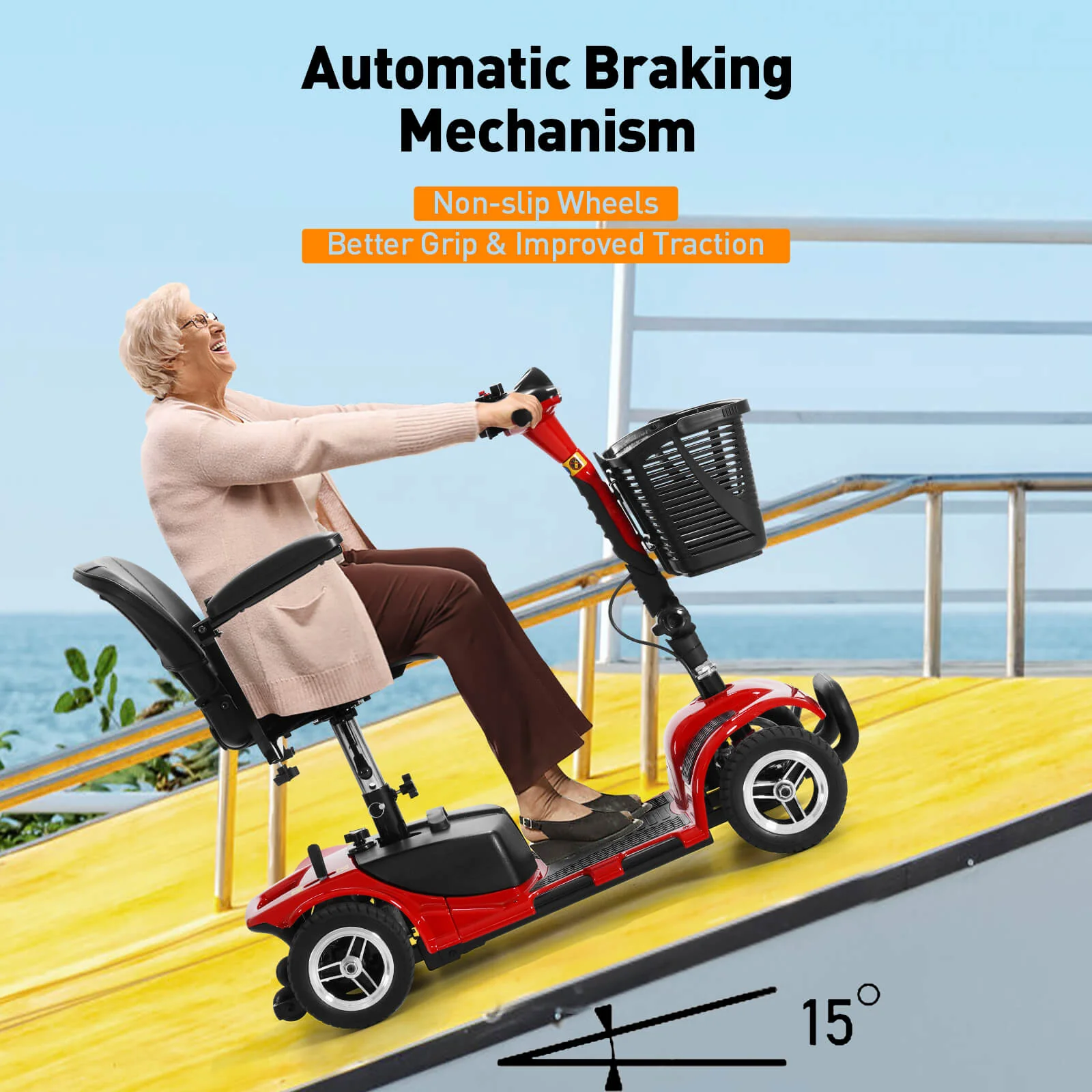 4-Wheel Electric Mobility Scooter for Seniors, Portable, Collapsible and Compact for Travel - Image 3