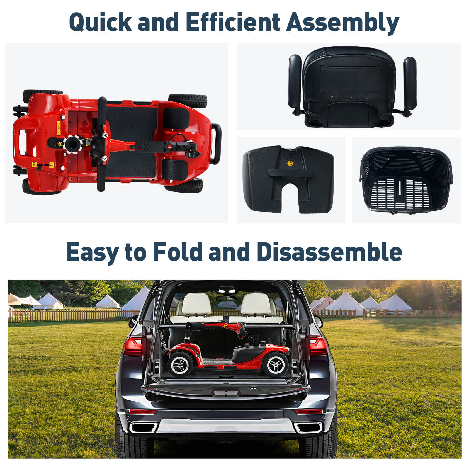4-Wheel Electric Mobility Scooter for Seniors, Portable, Collapsible and Compact for Travel - Image 7