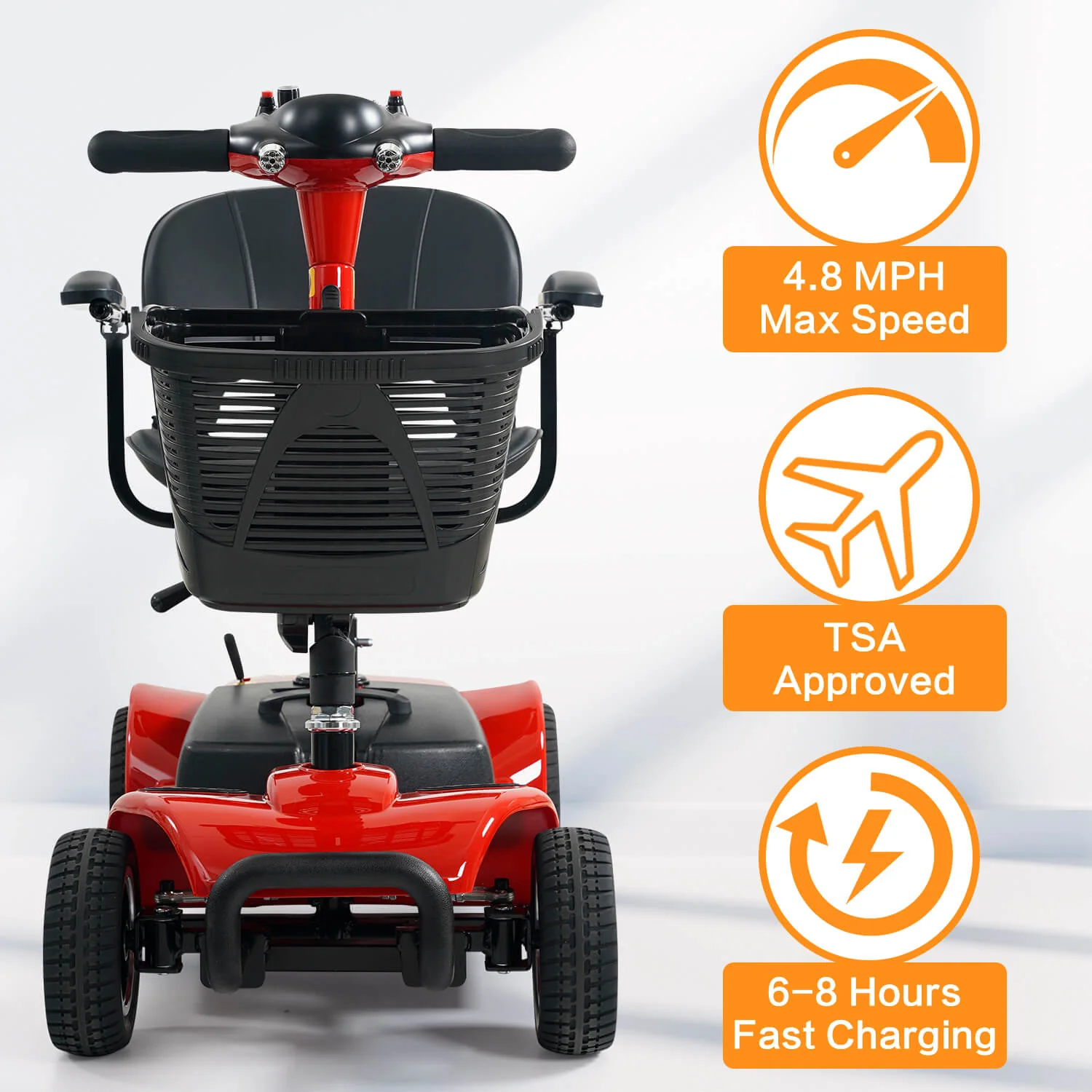 4-Wheel Electric Mobility Scooter for Seniors, Portable, Collapsible and Compact for Travel - Image 9