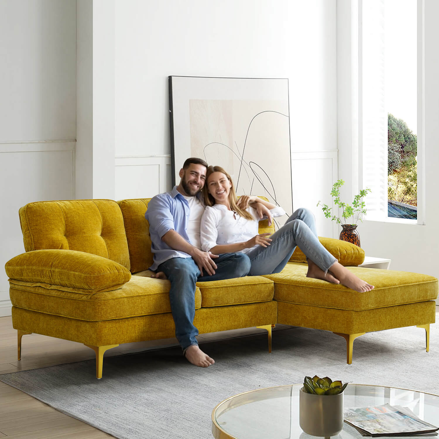 85" Sectional Couch Sofa for Living Room with Reversible Chaise - Image 12