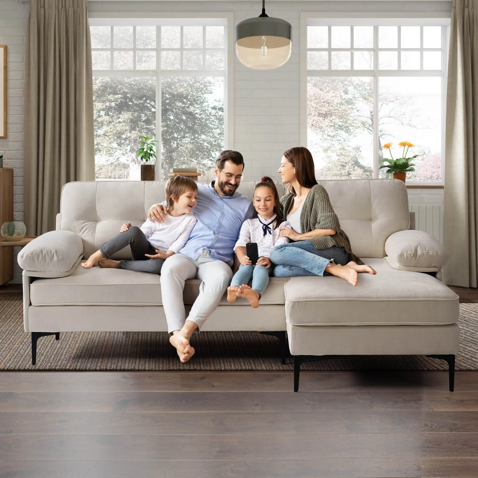 85" Sectional Couch Sofa for Living Room with Reversible Chaise - Image 14