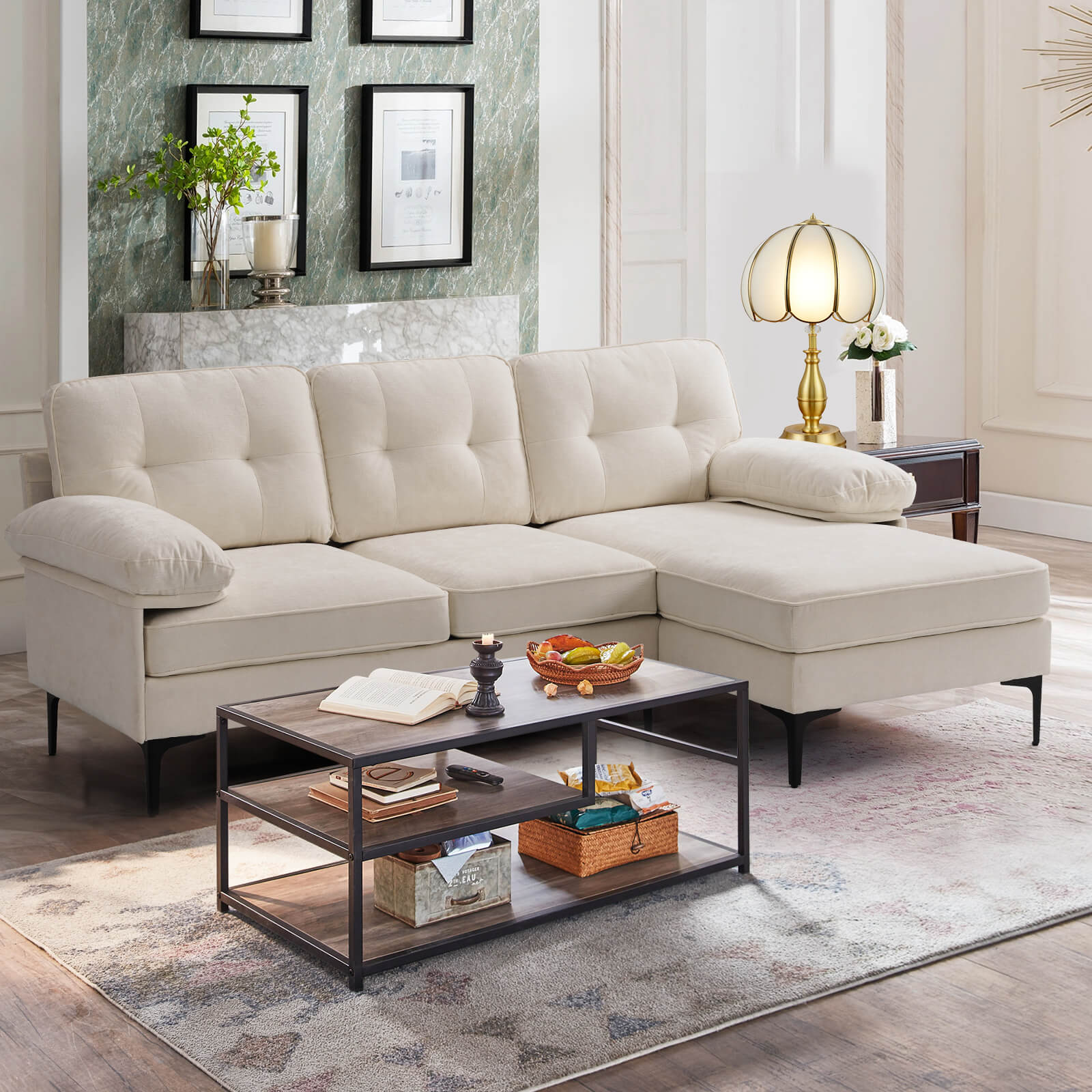 85" Sectional Couch Sofa for Living Room with Reversible Chaise - Image 16