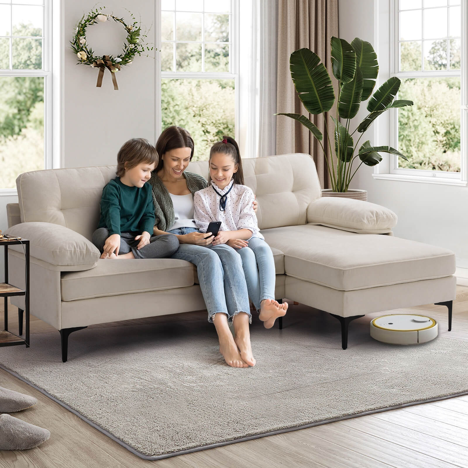 85" Sectional Couch Sofa for Living Room with Reversible Chaise - Image 17