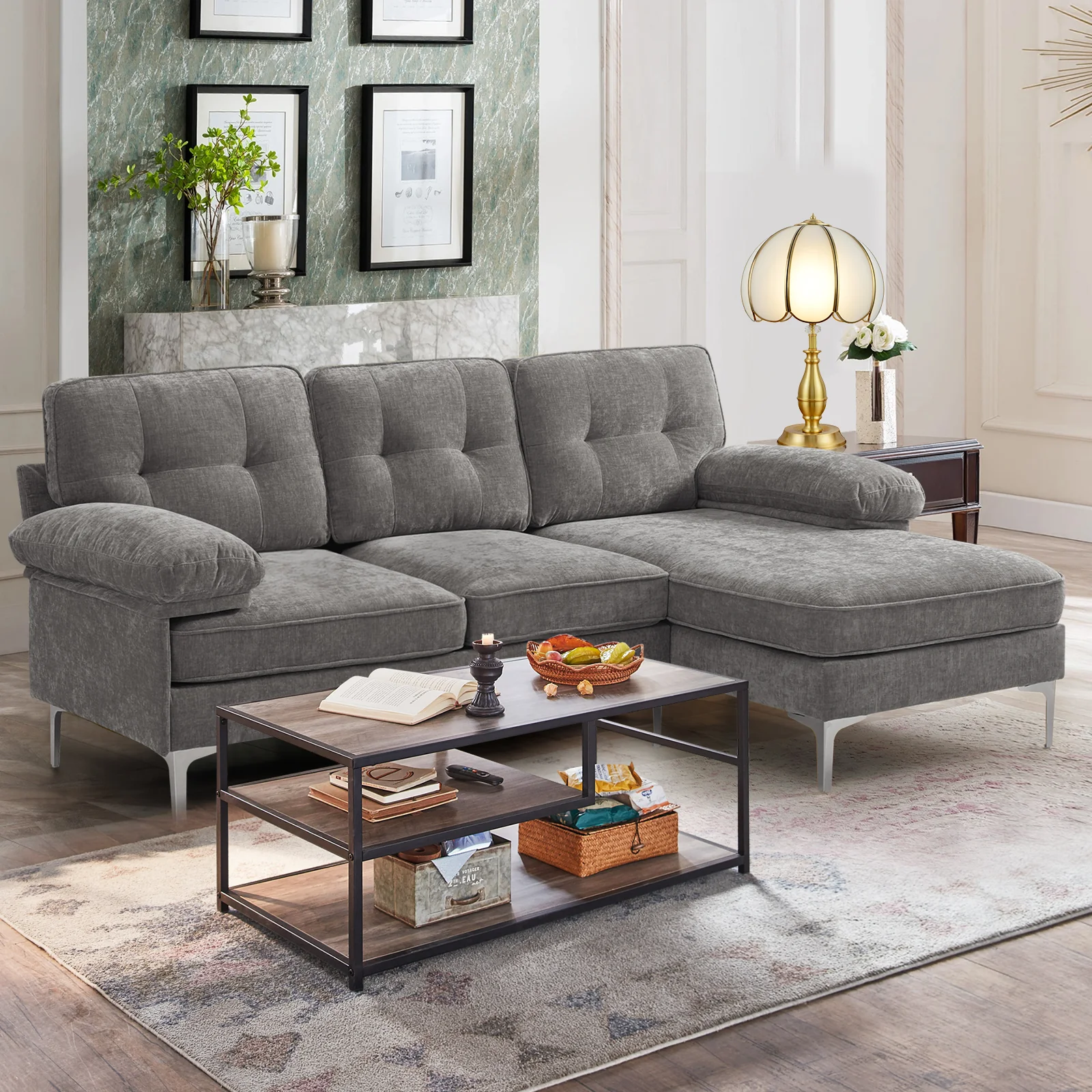 85" Sectional Couch Sofa for Living Room with Reversible Chaise - Image 25