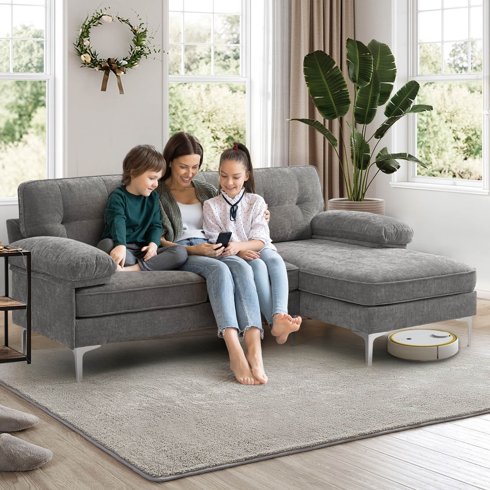 85" Sectional Couch Sofa for Living Room with Reversible Chaise - Image 30