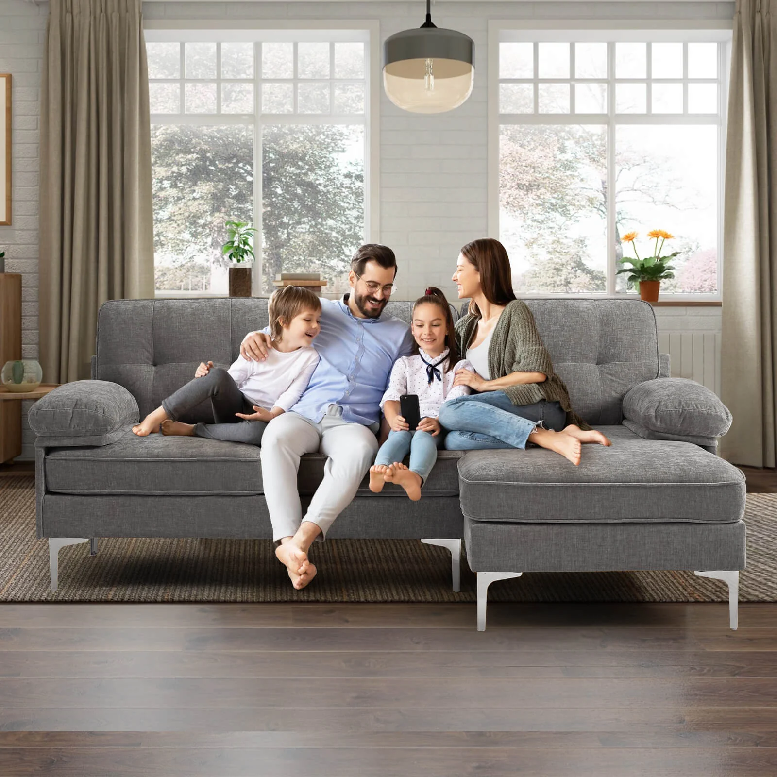 85" Sectional Couch Sofa for Living Room with Reversible Chaise - Image 33