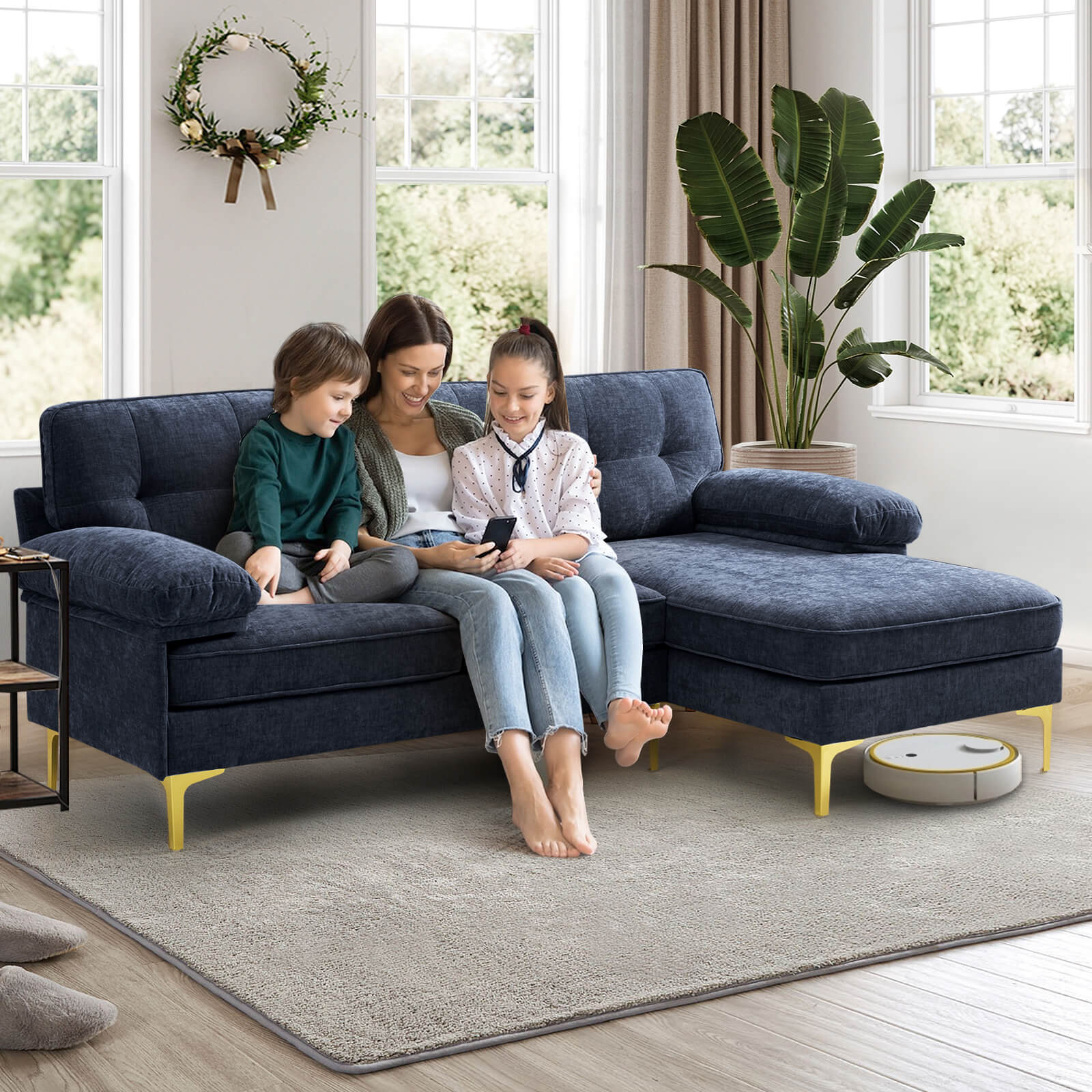 85" Sectional Couch Sofa for Living Room with Reversible Chaise - Image 55