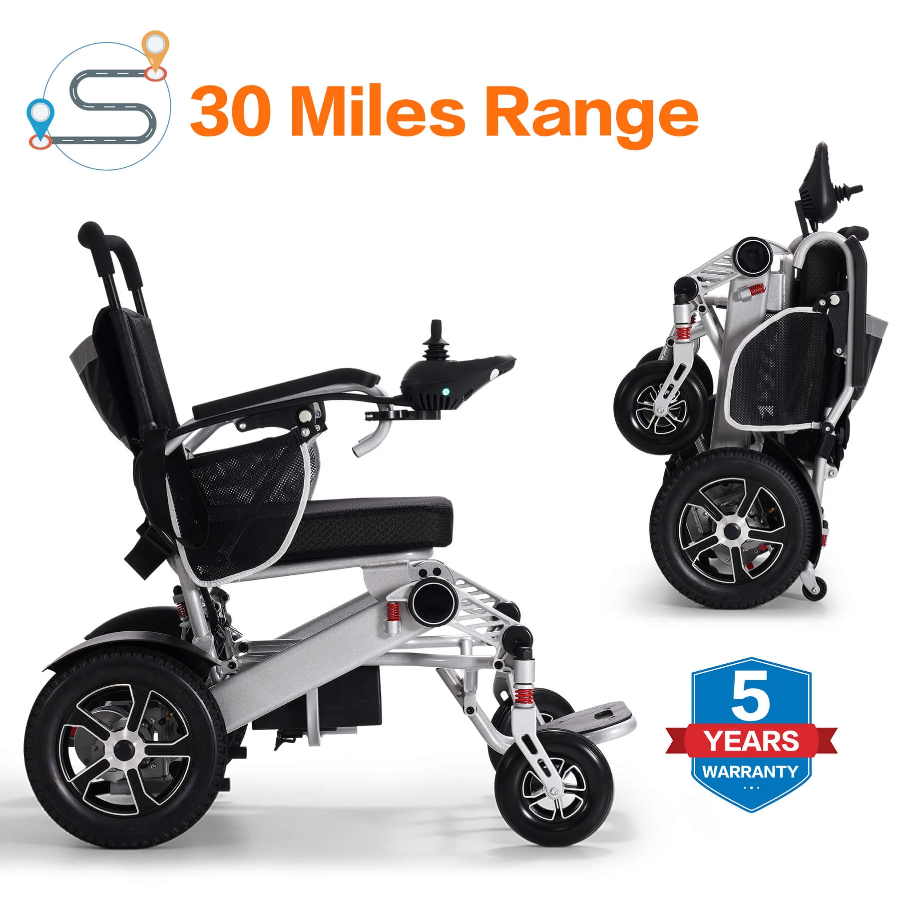 Power Wheelchair for Seniors and Disabled with 2 Batteries, 30 Miles Range, Light-weight and Foldable, All-Terrain - Image 10