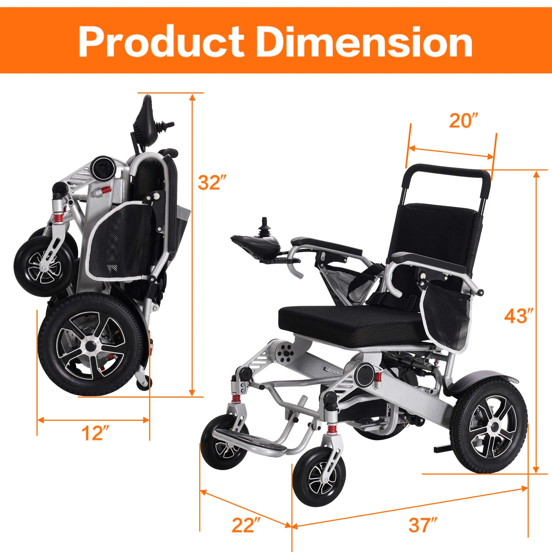 Power Wheelchair for Seniors and Disabled, Light-weight and Foldable, Suitable for All Terrain - Image 9
