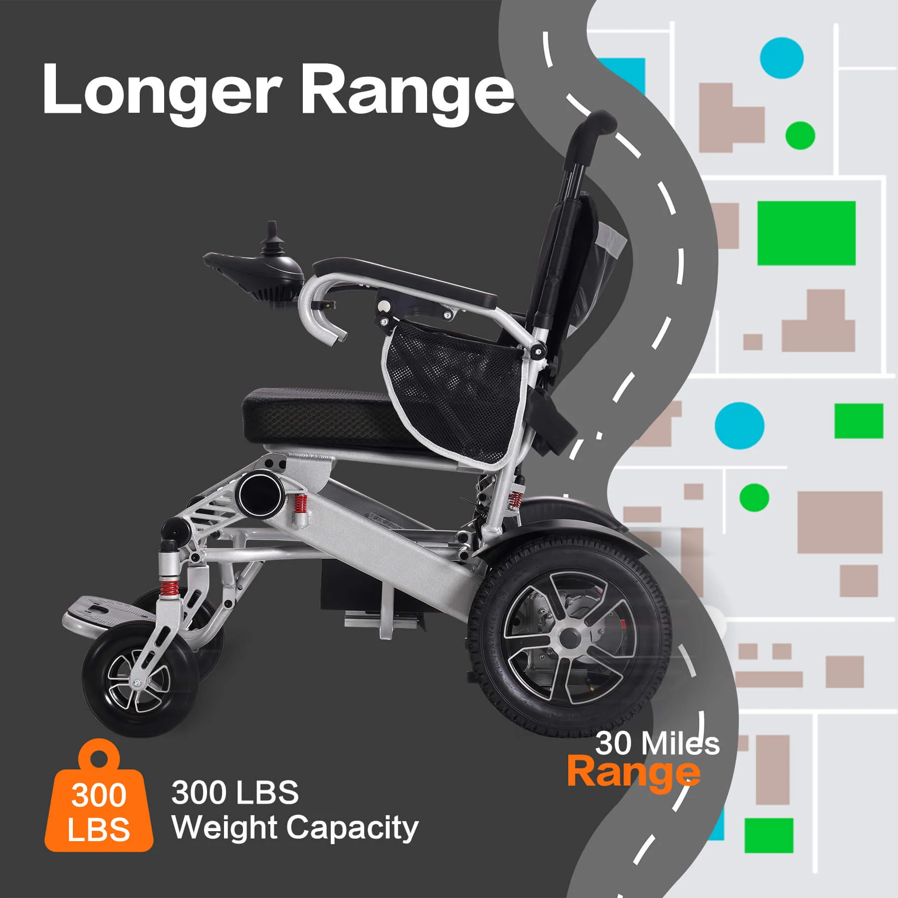 Power Wheelchair for Seniors and Disabled with 2 Batteries, 30 Miles Range, Light-weight and Foldable, All-Terrain - Image 3