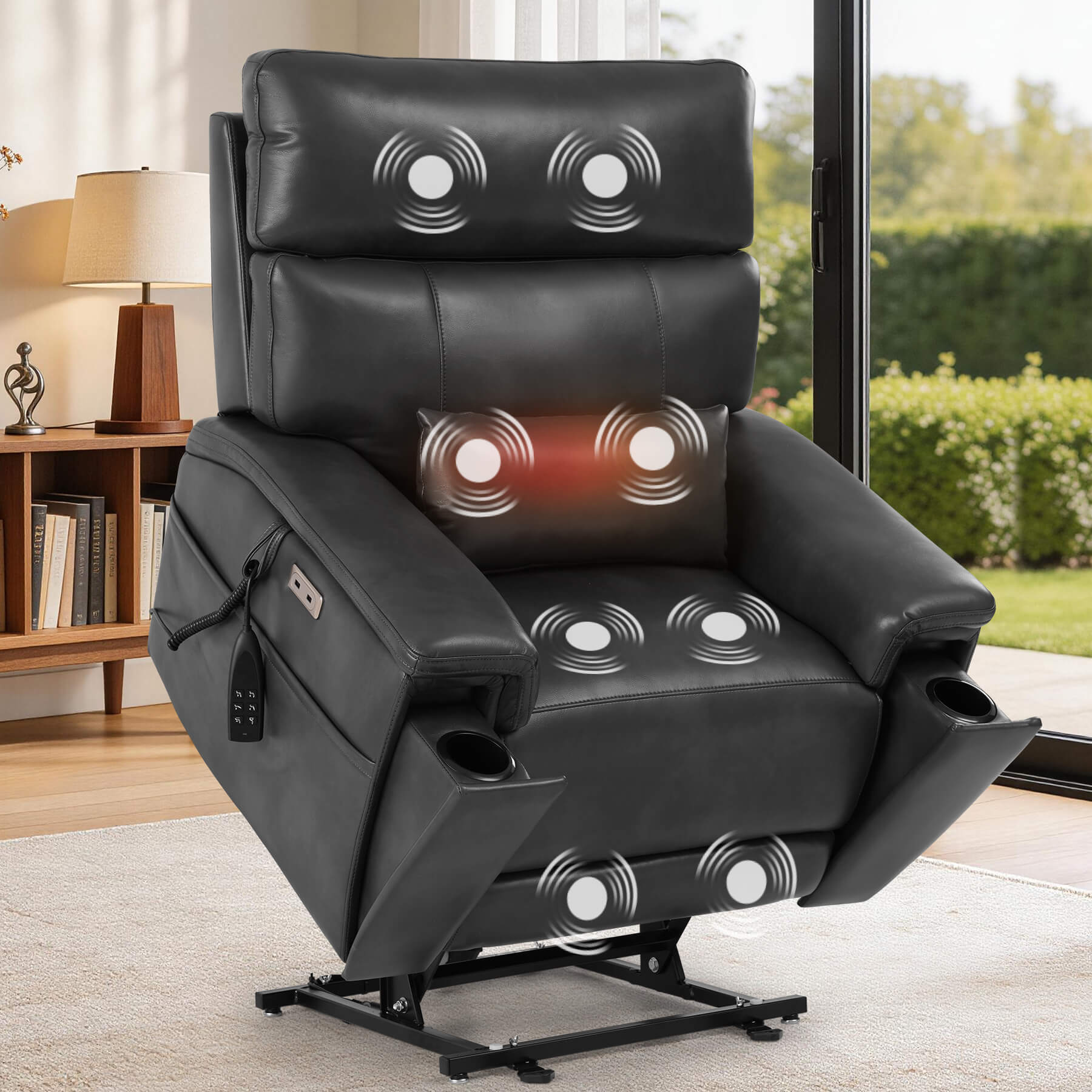 Triple Motor Infinite Position Power Lift Recliner Chair with Adjustable Headrest & Hidden Cup Holders, Massage & Heat, Leather - Image 23