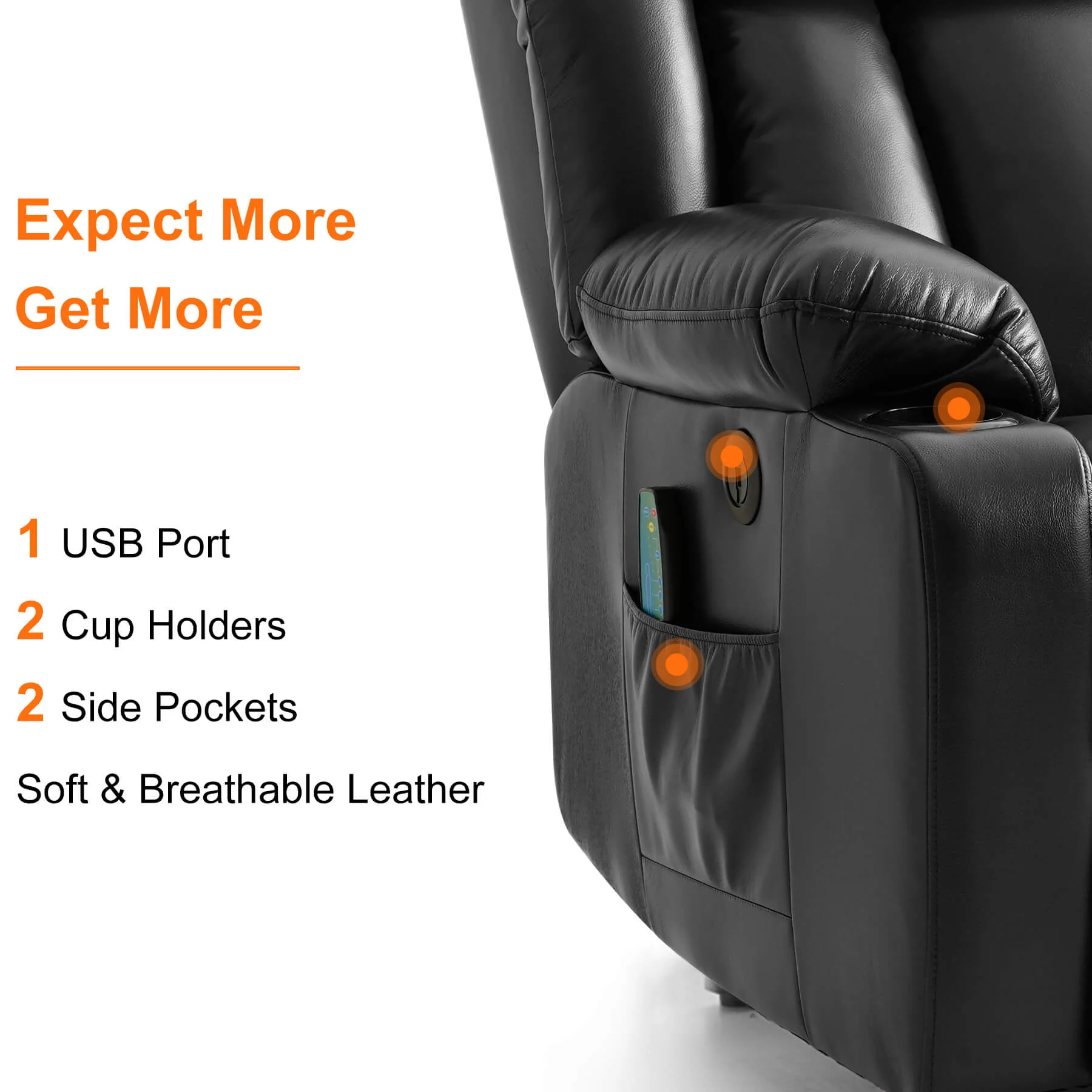 Luxury Power Lift Recliner Chair With Vibration Massage and Heating, 38" Width - Image 18
