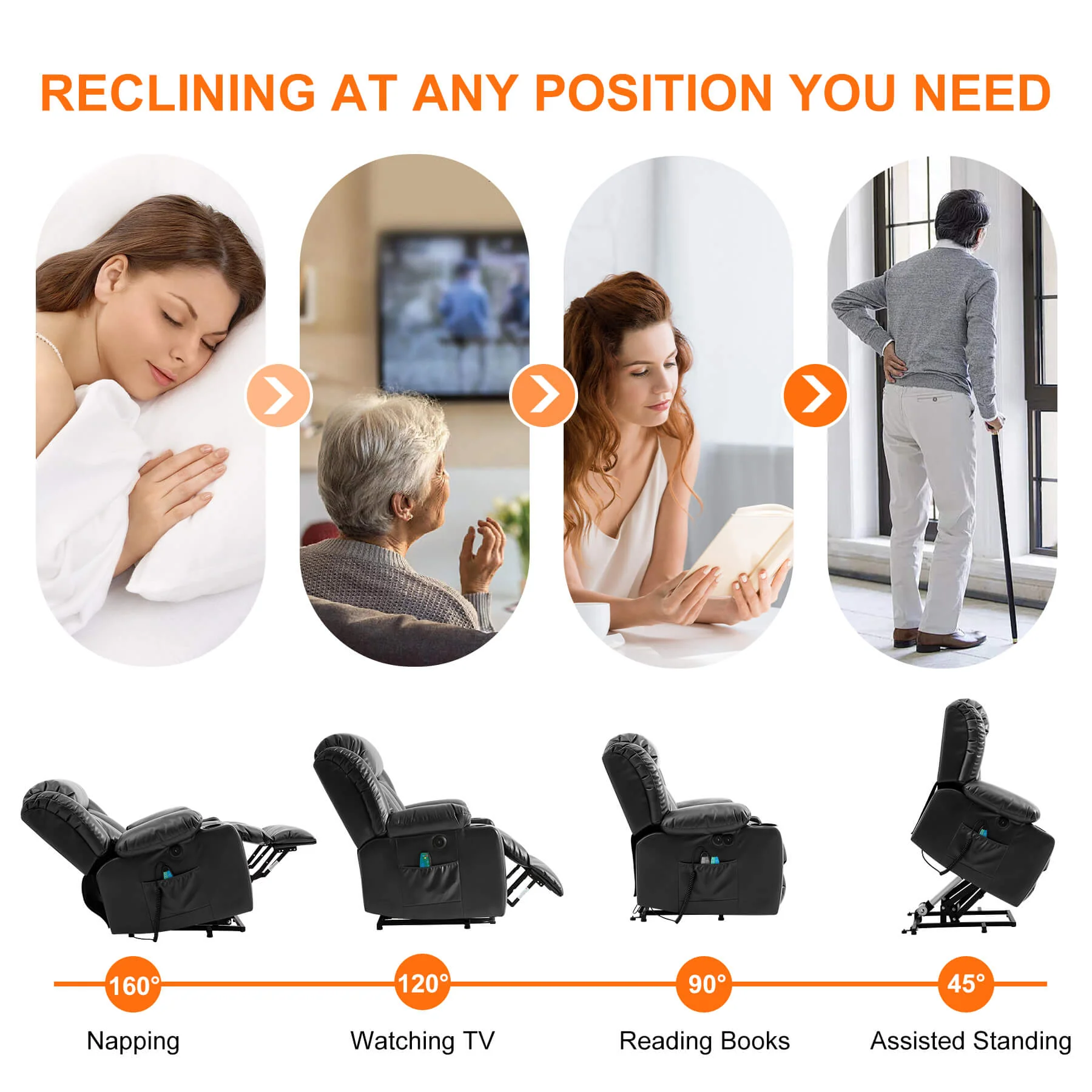 Luxury Power Lift Recliner Chair With Vibration Massage and Heating, 38" Width - Image 20