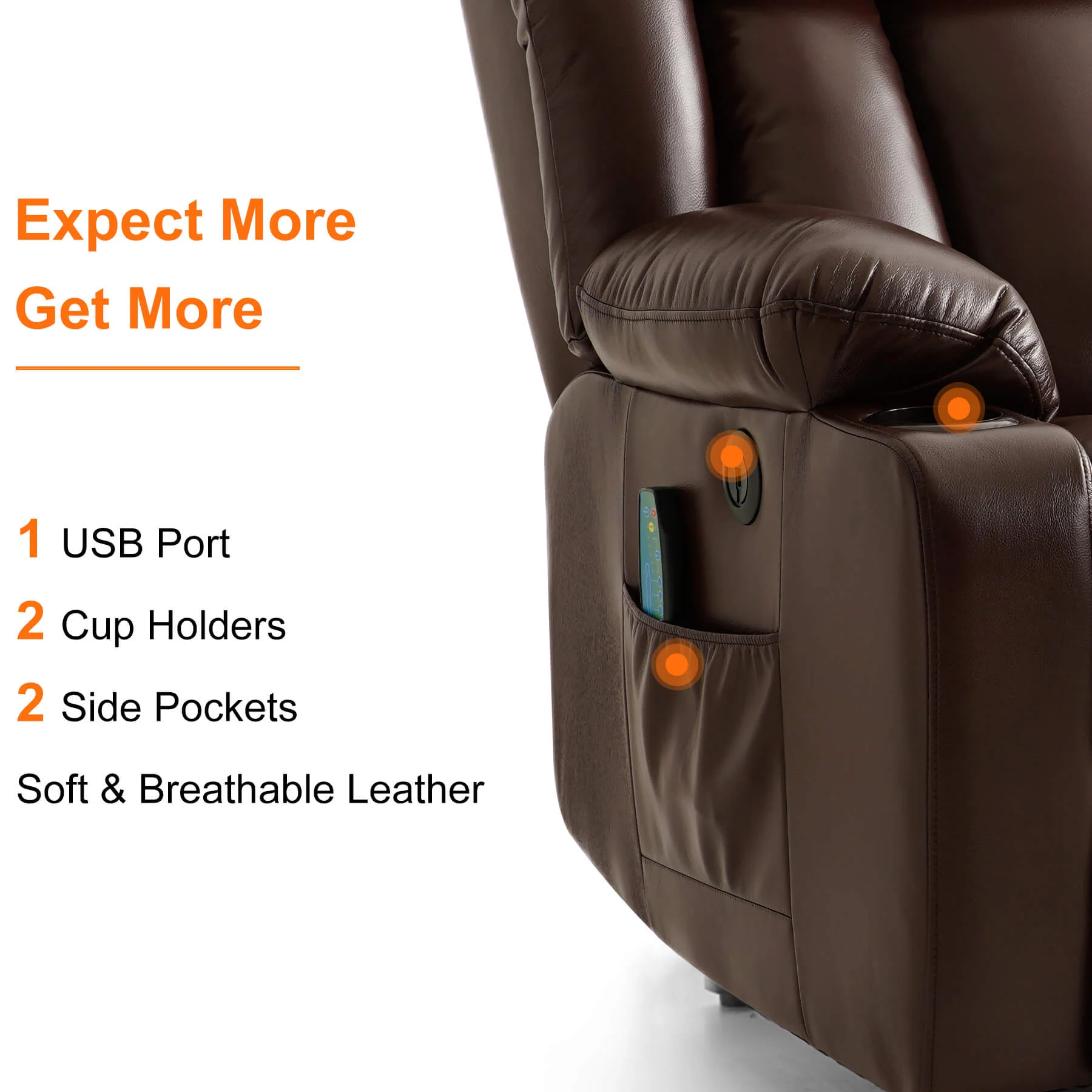 Luxury Power Lift Recliner Chair With Vibration Massage and Heating, 38" Width - Image 8