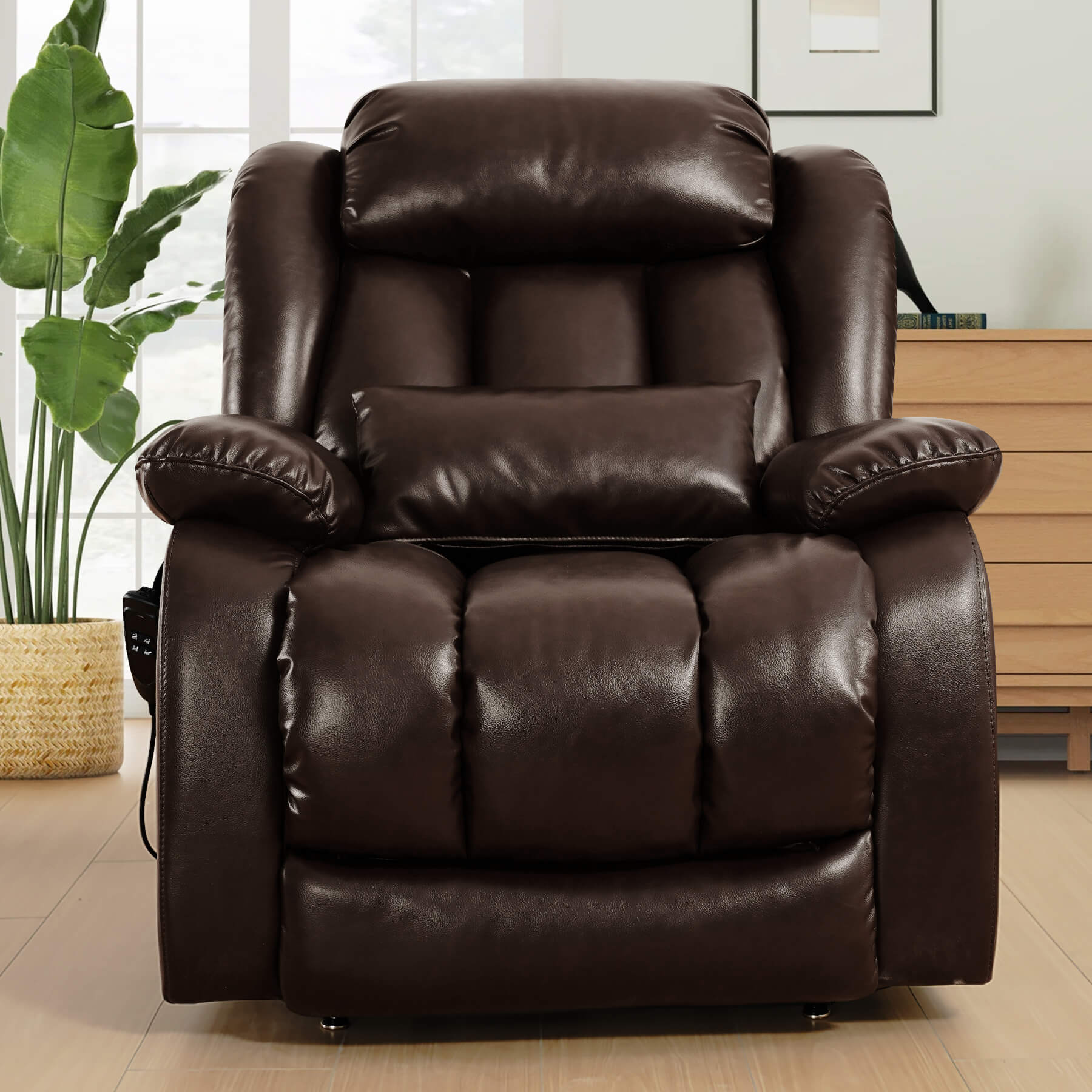 Infinite Position Lift Recliner Chair W/ Massage and Heating, Power by Dual Motor, Real Leather - Image 12