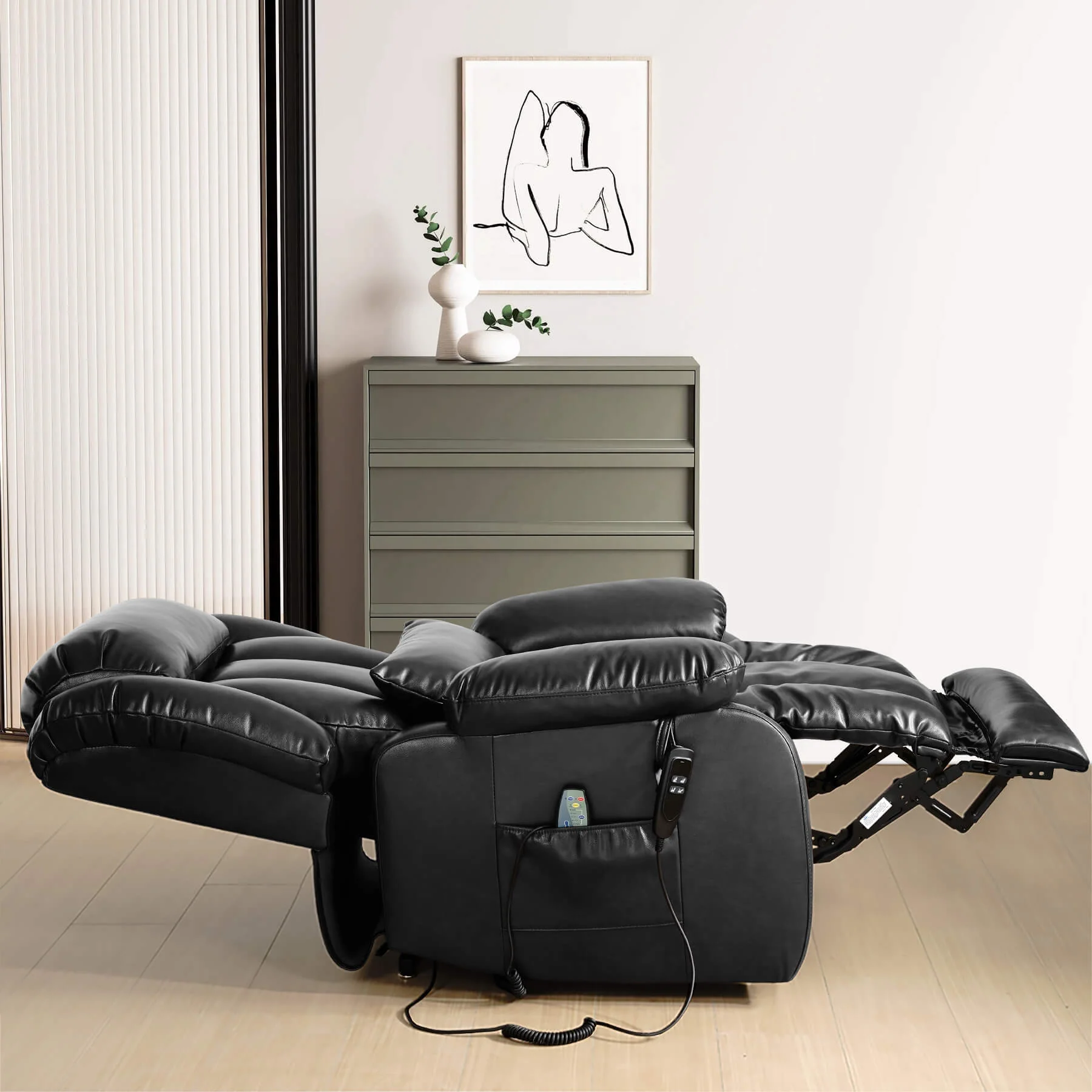 Infinite Position Lift Recliner Chair W/ Massage and Heating, Power by Dual Motor, Real Leather - Image 14