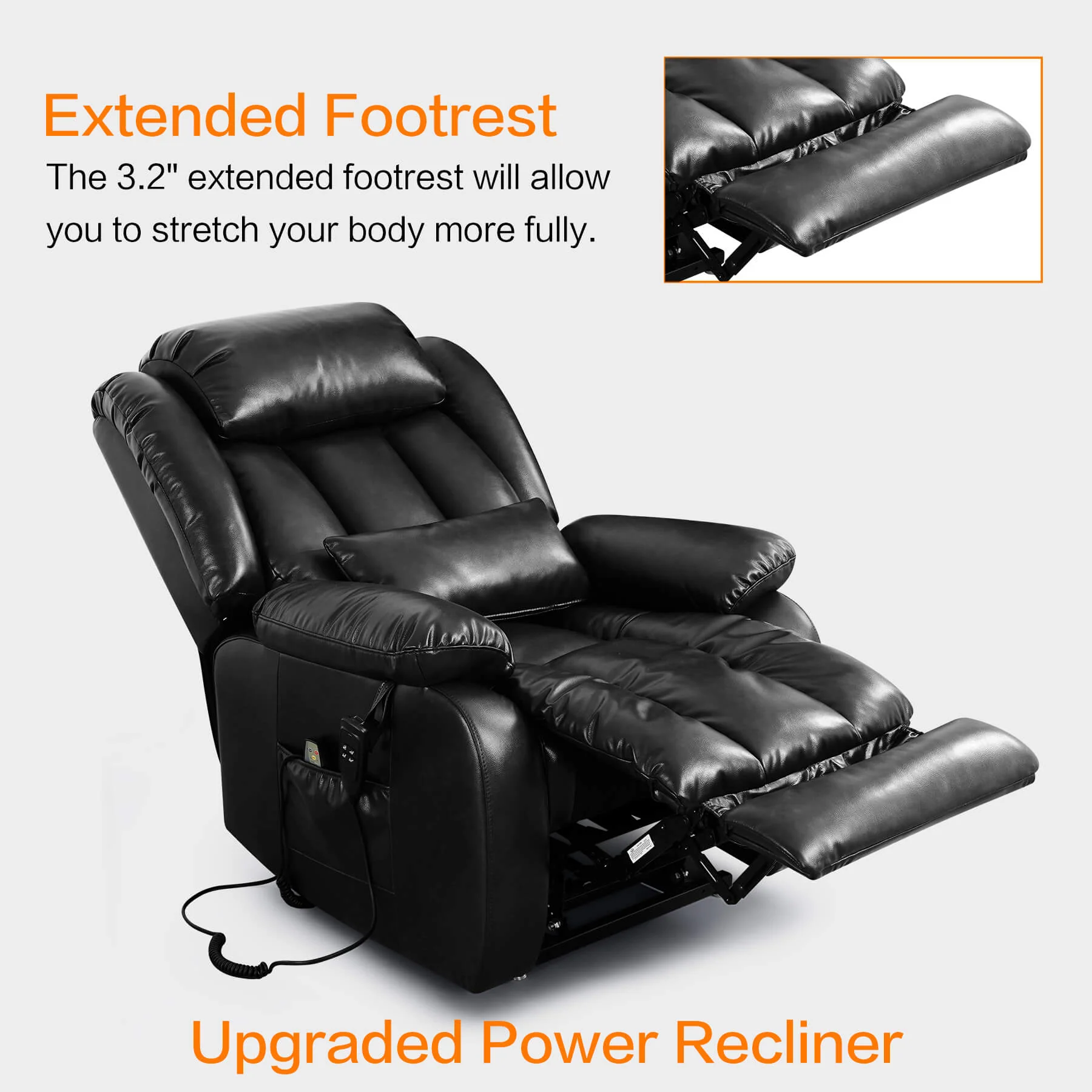 Infinite Position Lift Recliner Chair W/ Massage and Heating, Power by Dual Motor, Real Leather - Image 17