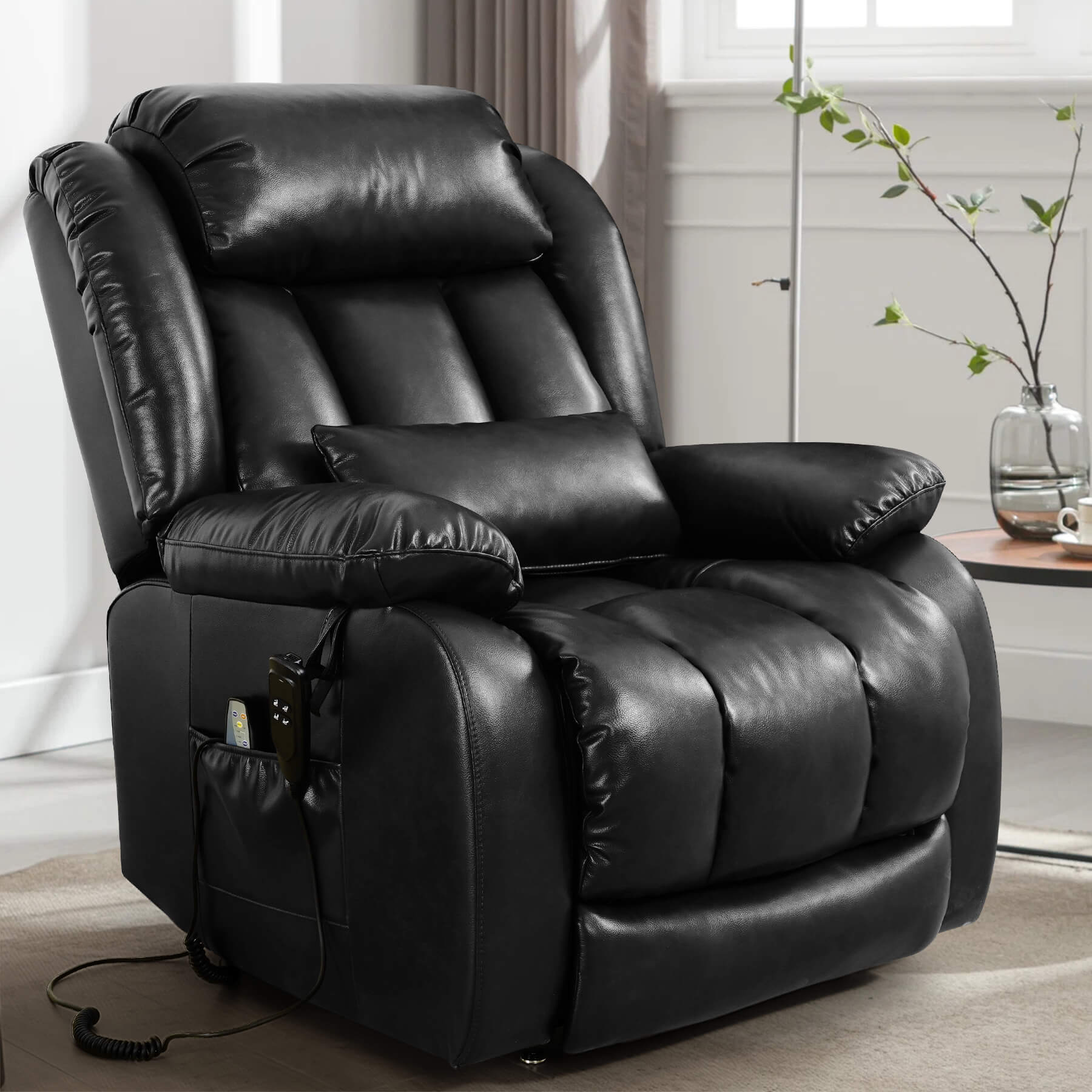 Infinite Position Lift Recliner Chair W/ Massage and Heating, Power by Dual Motor, Real Leather - Image 22