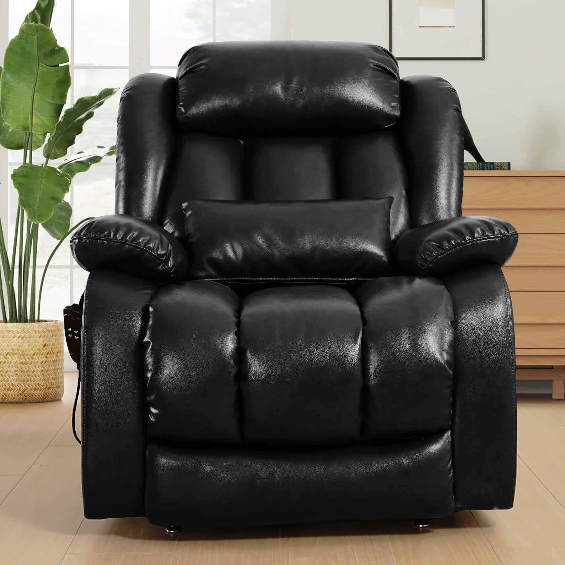 Infinite Position Lift Recliner Chair W/ Massage and Heating, Power by Dual Motor, Real Leather - Image 23