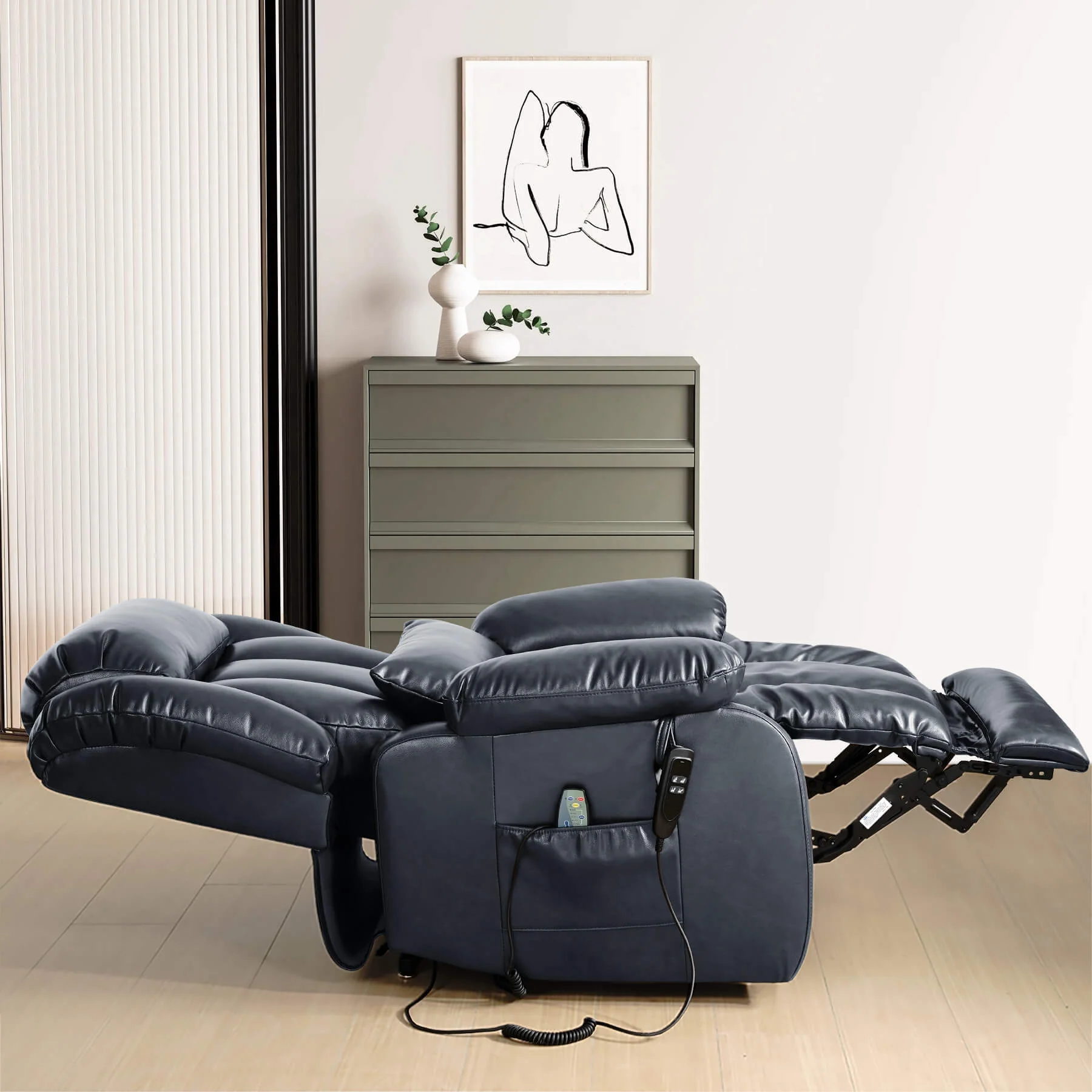 Infinite Position Lift Recliner Chair W/ Massage and Heating, Power by Dual Motor, Real Leather - Image 25