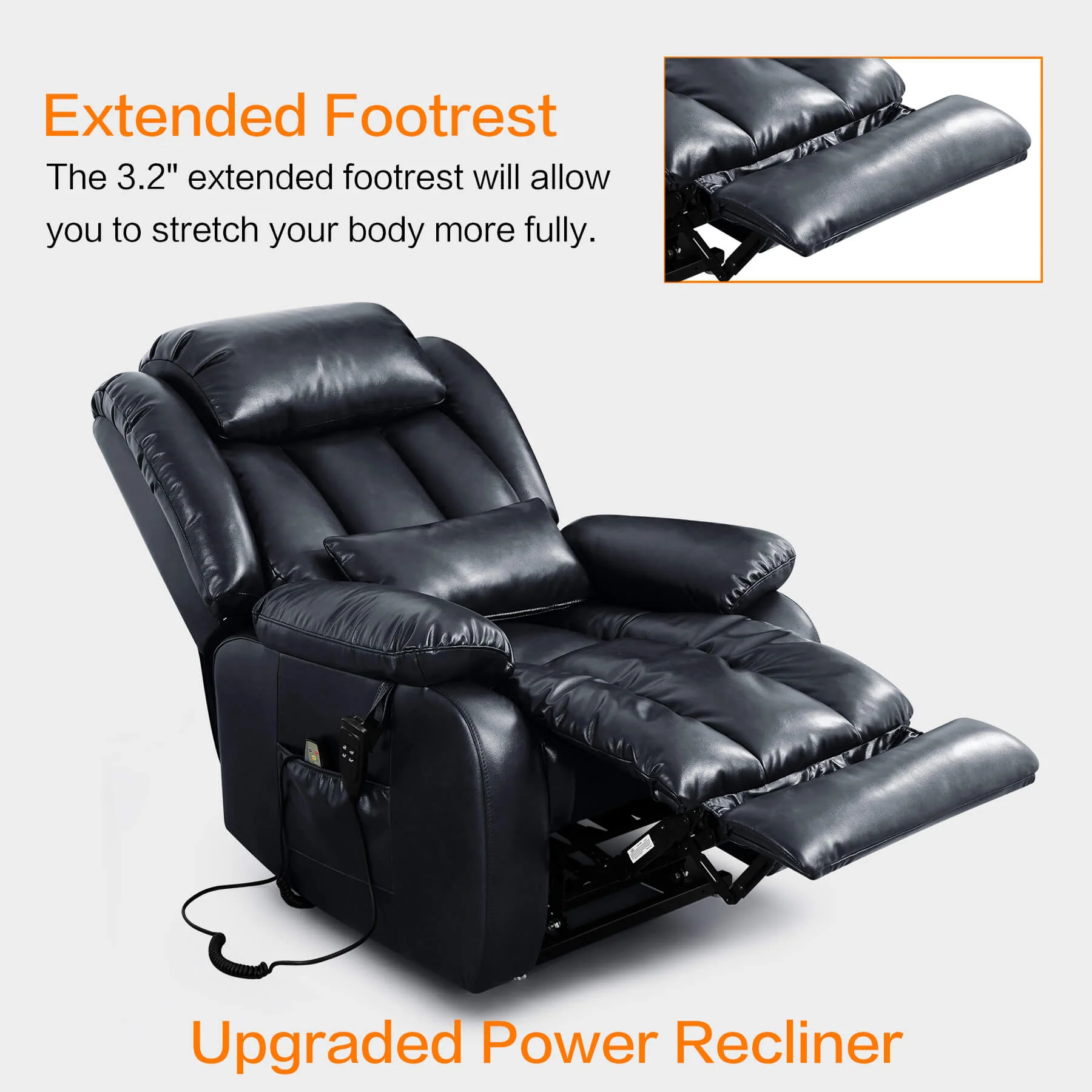 Infinite Position Lift Recliner Chair W/ Massage and Heating, Power by Dual Motor, Real Leather - Image 28