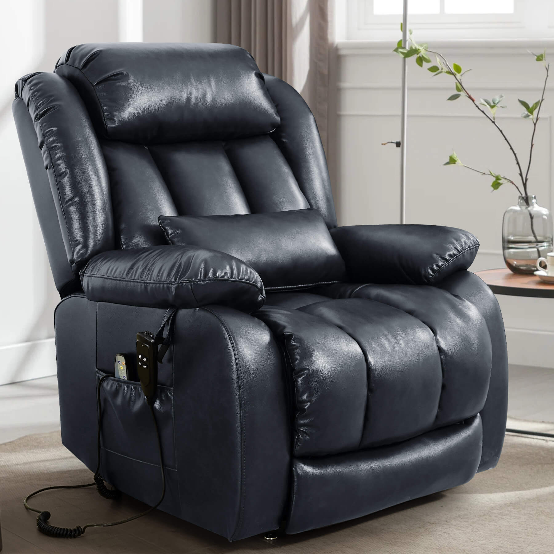 Infinite Position Lift Recliner Chair W/ Massage and Heating, Power by Dual Motor, Real Leather - Image 33
