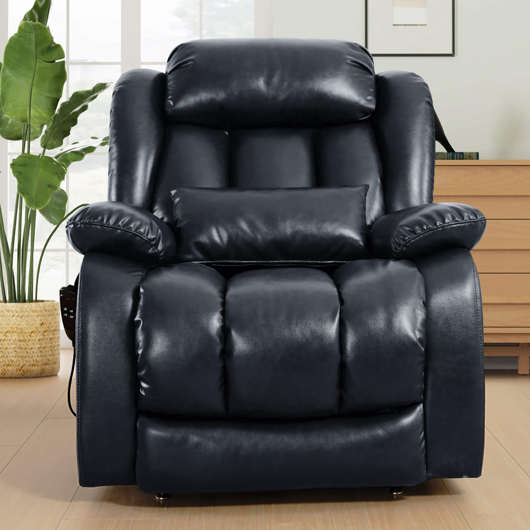 Infinite Position Lift Recliner Chair W/ Massage and Heating, Power by Dual Motor, Real Leather - Image 34
