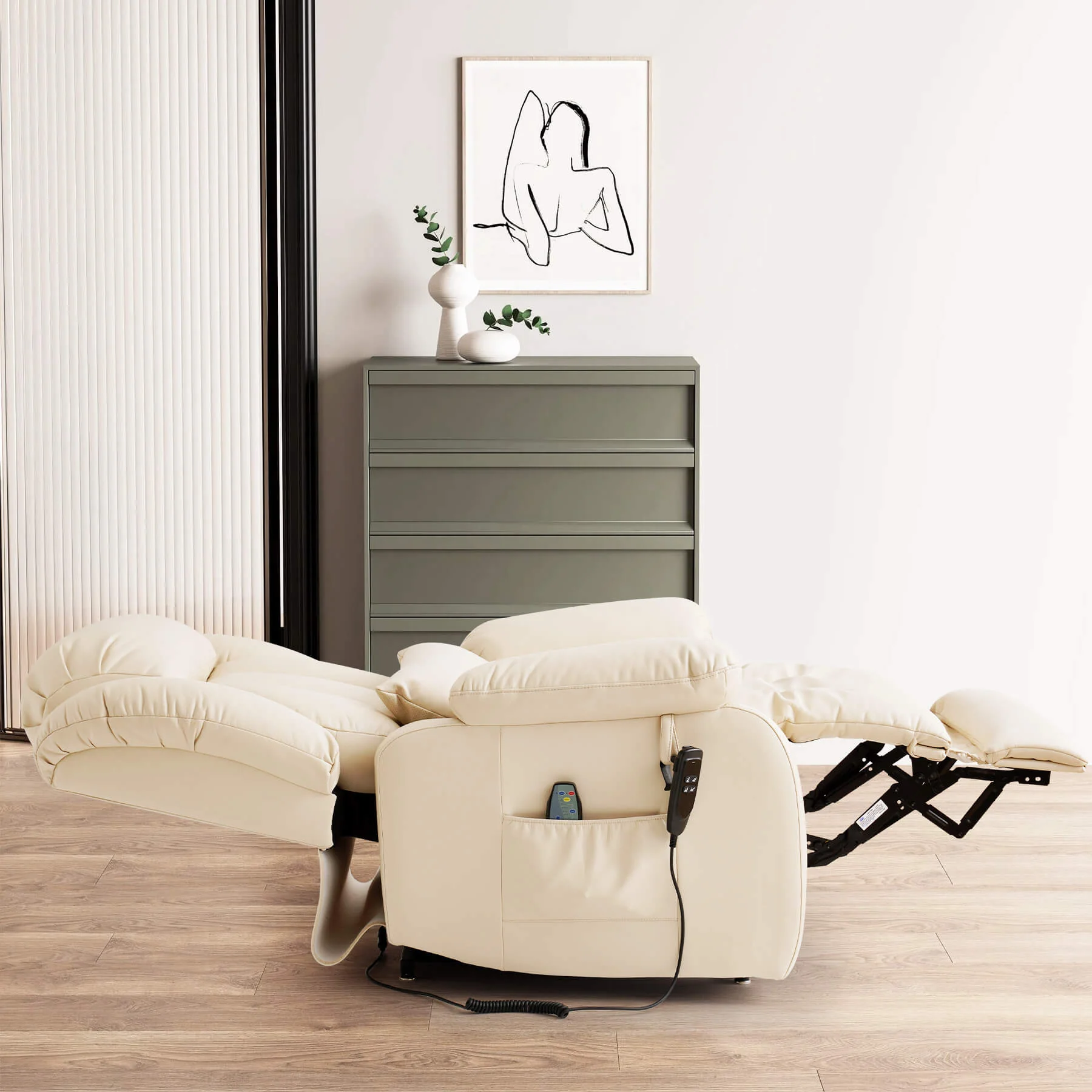 Infinite Position Lift Recliner Chair W/ Massage and Heating, Power by Dual Motor, Real Leather - Image 36
