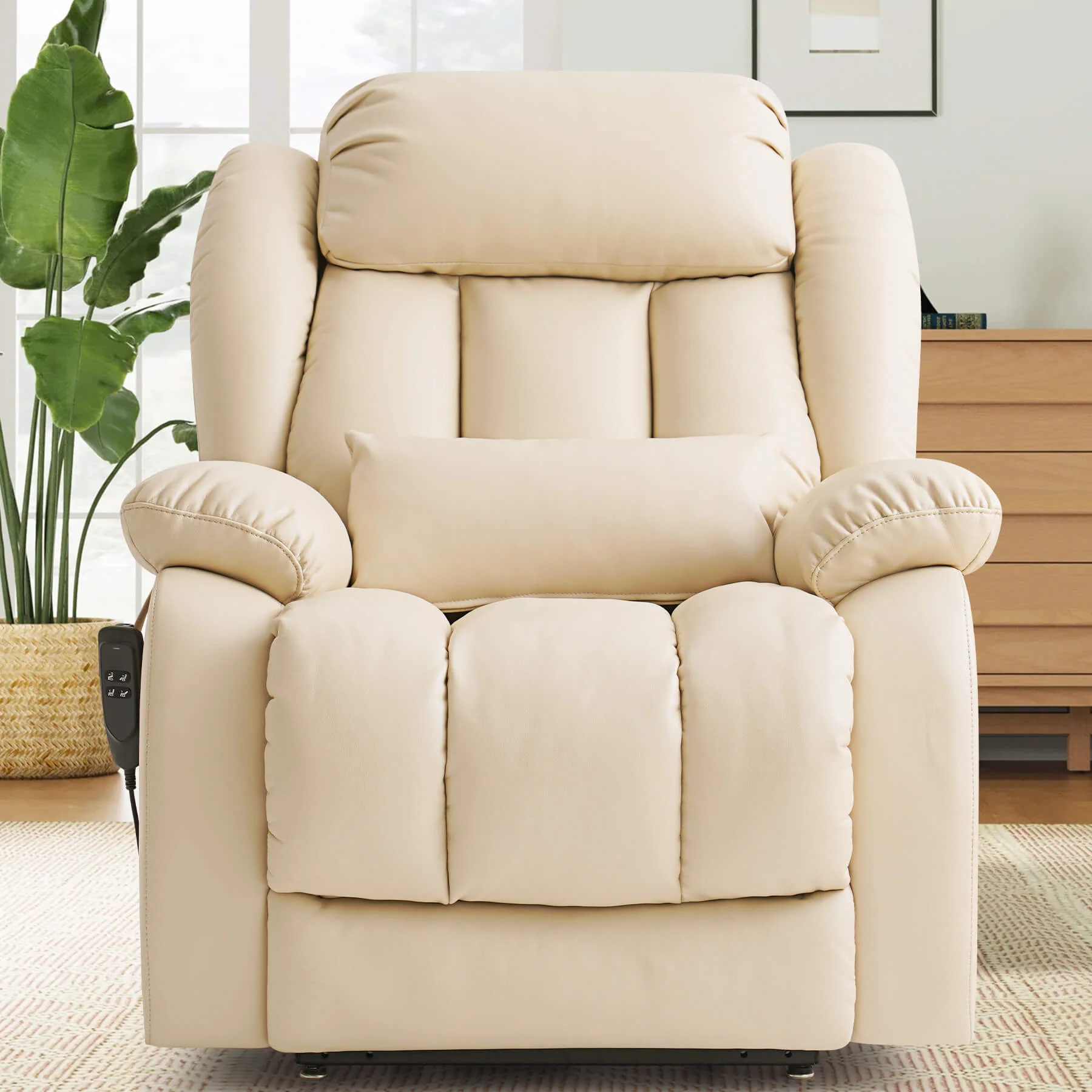 Infinite Position Lift Recliner Chair W/ Massage and Heating, Power by Dual Motor, Real Leather - Image 45