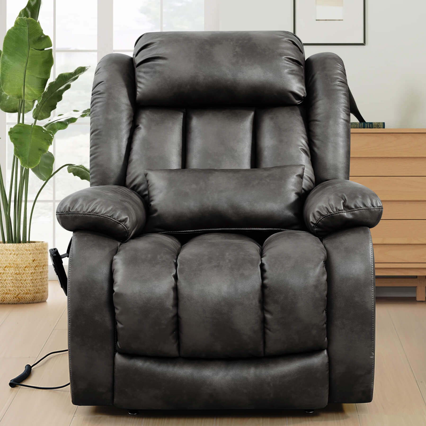 Infinite Position Lift Recliner Chair W/ Massage and Heating, Power by Dual Motor, Real Leather - Image 56