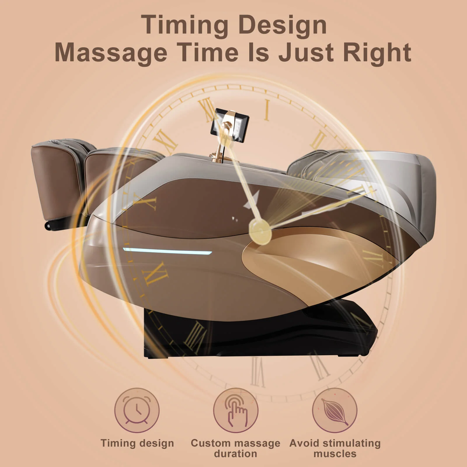 4D Zero Gravity Chair Full Body Massage Chair with Heating, Voice Control, Smart Scan Body, Gold - Image 10