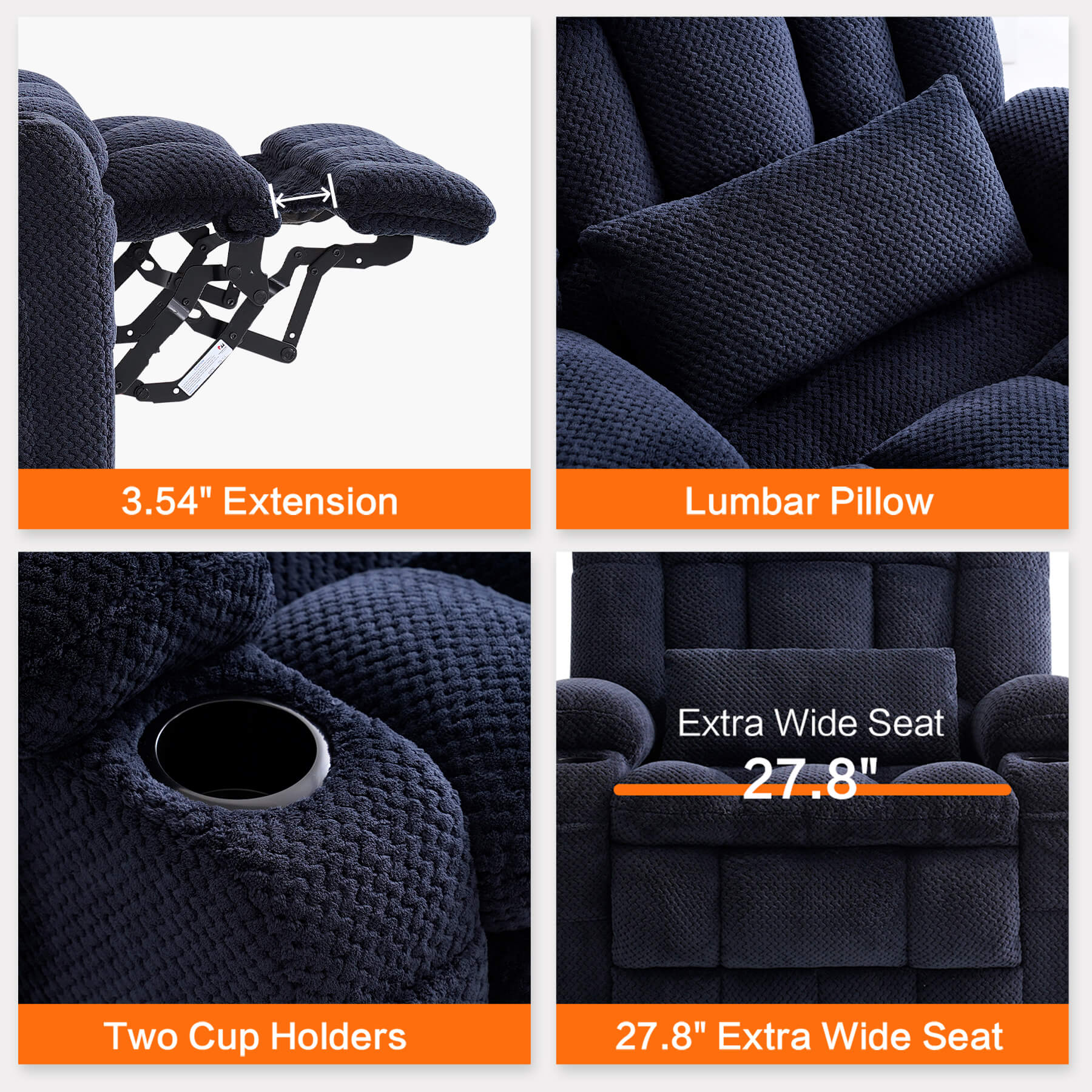 Oversized Infinite Position Power Lift Recliner Chair with Massage & Heat, 27.8" Extra Wide Seat, with Cup Holders, One-Touch Reset, Fabric - Image 10