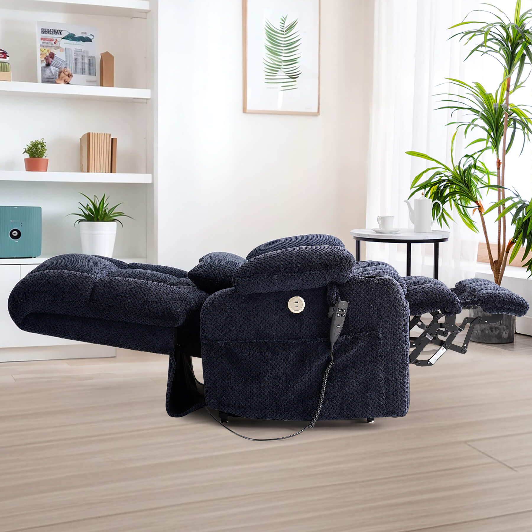 Oversized Infinite Position Power Lift Recliner Chair with Massage & Heat, 27.8" Extra Wide Seat, with Cup Holders, One-Touch Reset, Fabric - Image 13
