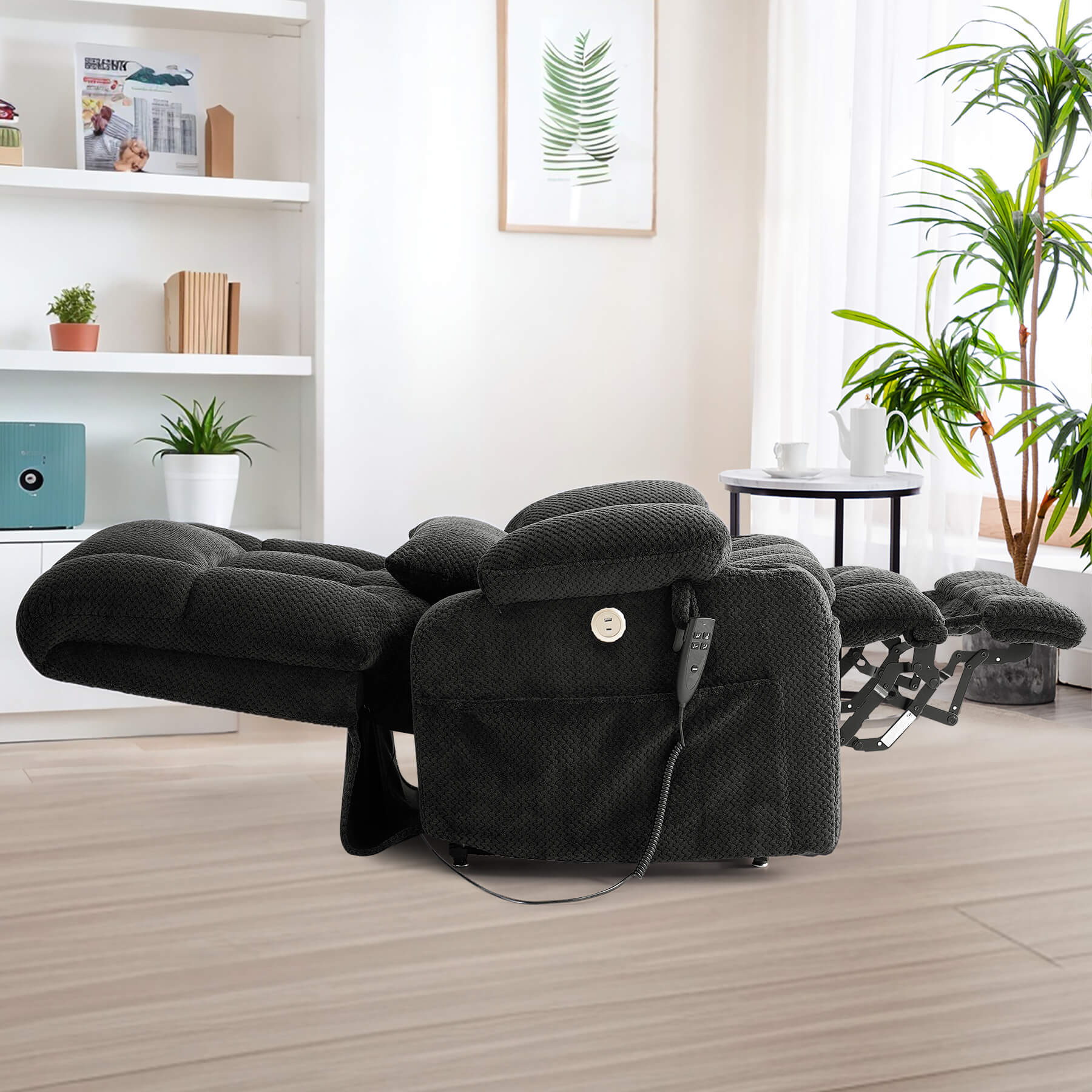 Oversized Infinite Position Power Lift Recliner Chair with Massage & Heat, 27.8" Extra Wide Seat, with Cup Holders, One-Touch Reset, Fabric - Image 26