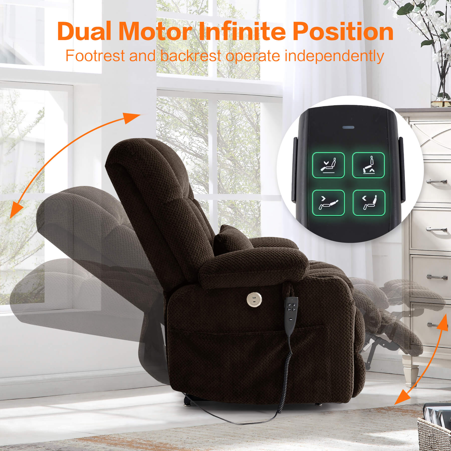 Oversized Infinite Position Power Lift Recliner Chair with Massage & Heat, 27.8" Extra Wide Seat, with Cup Holders, One-Touch Reset, Fabric - Image 31
