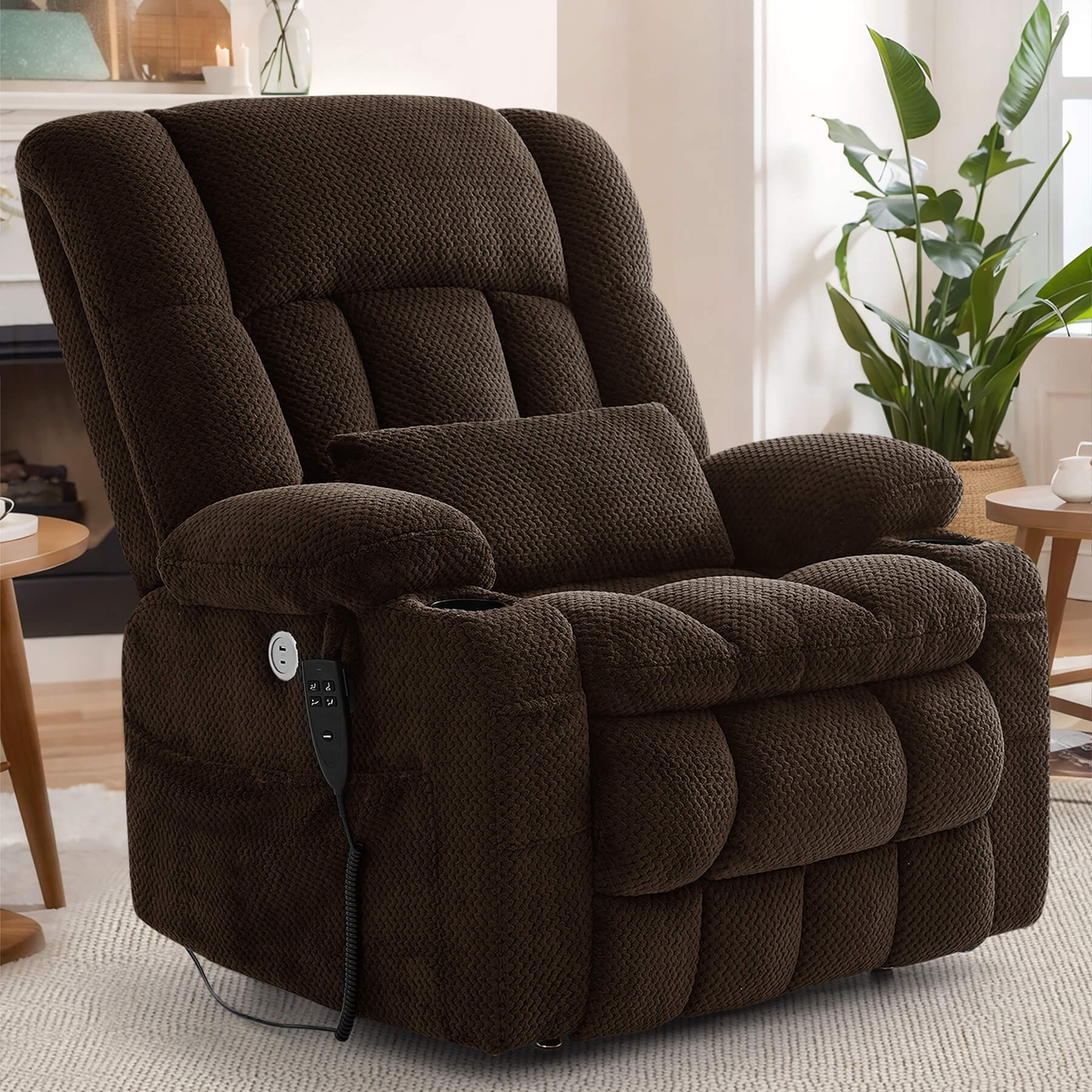 Oversized Infinite Position Power Lift Recliner Chair with Massage & Heat, 27.8" Extra Wide Seat, with Cup Holders, One-Touch Reset, Fabric - Image 37